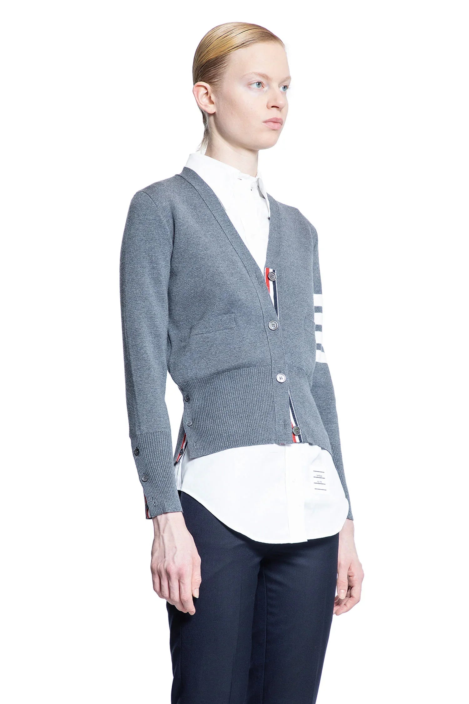 Thom Browne Wool 4-Bar V-Neck Cardigan, view 2