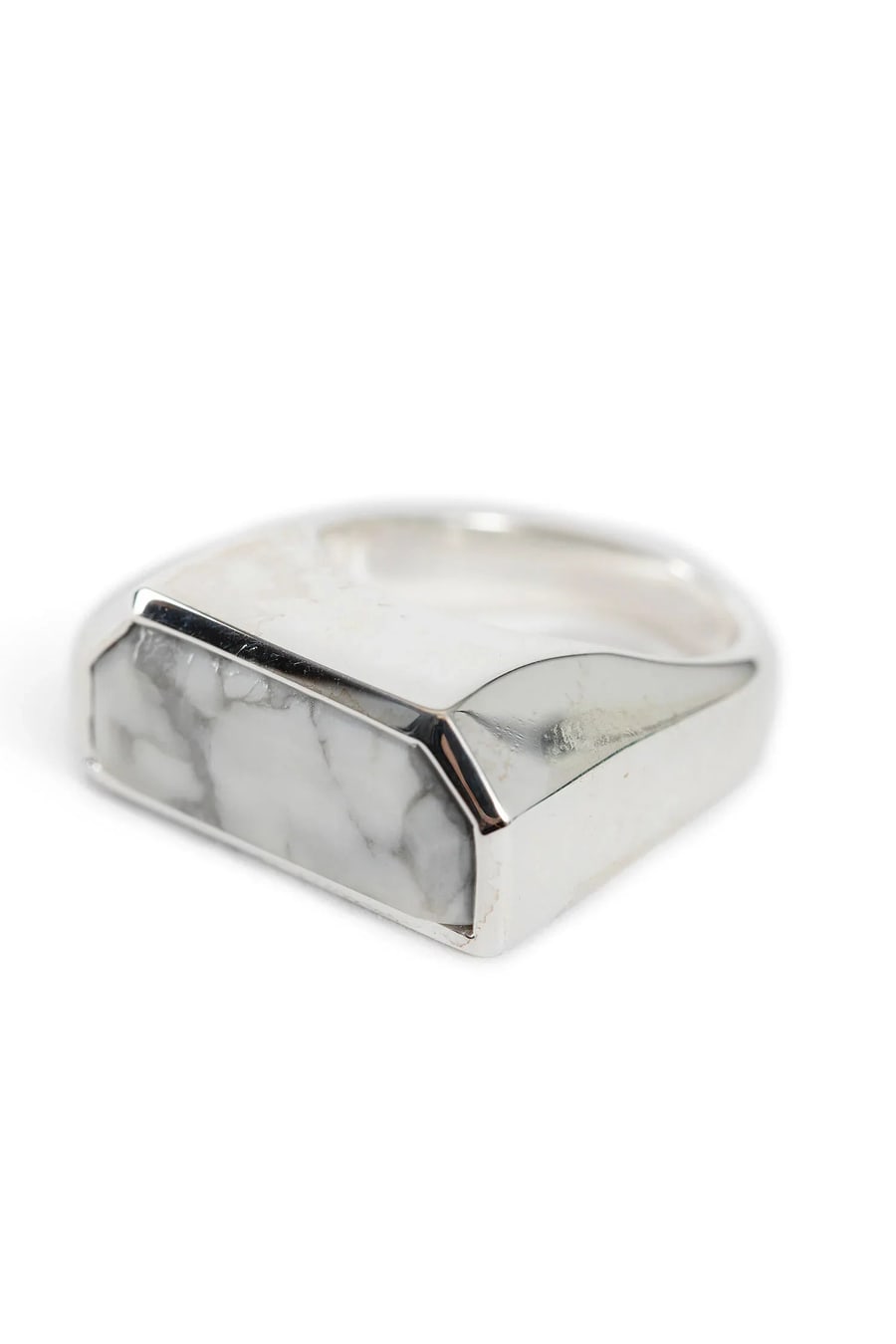 SUOT STUDIO Silver Half Cut Howlite Ring, view 3