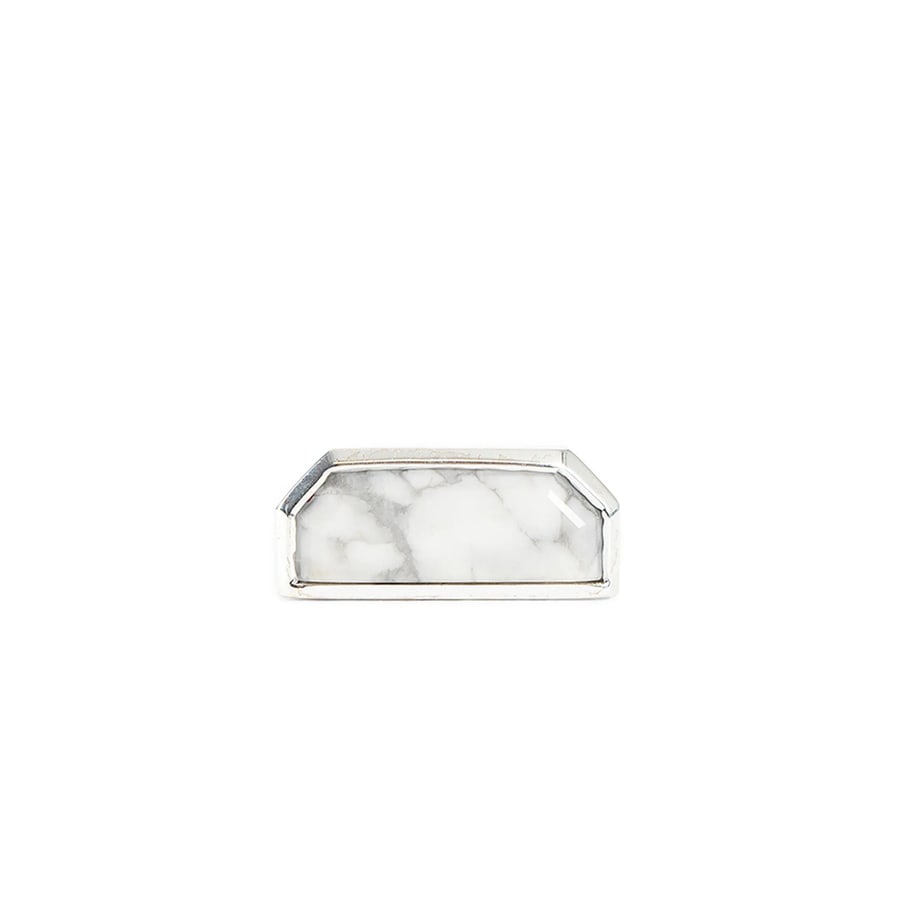 SUOT STUDIO Silver Half Cut Howlite Ring, view 5