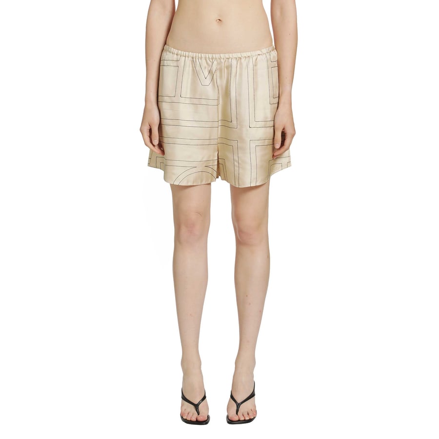 Toteme Monogram Silk PJ Shorts, view 6