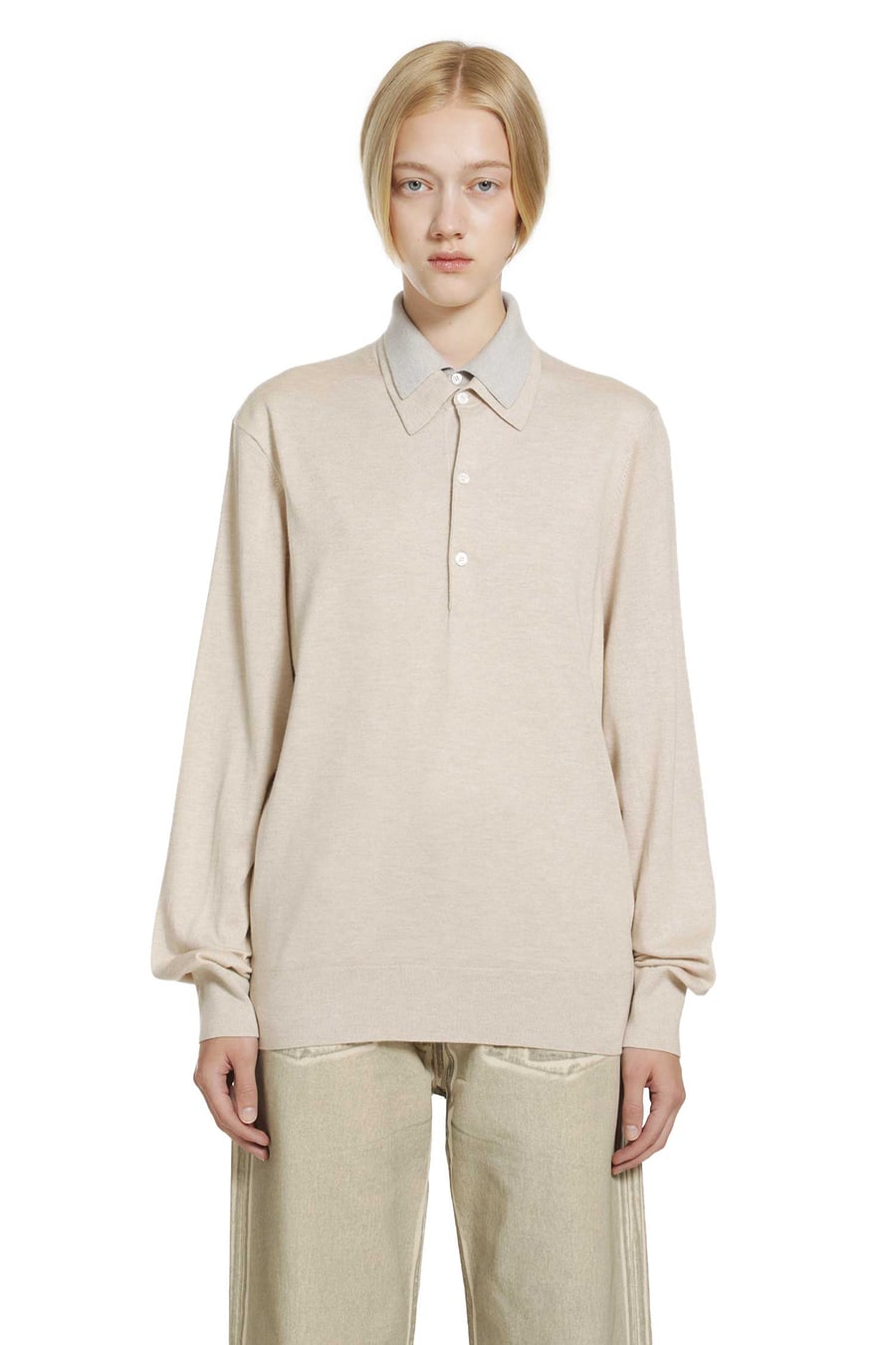 ACNE STUDIOS Layered Silk Cashmere Polo, view 2