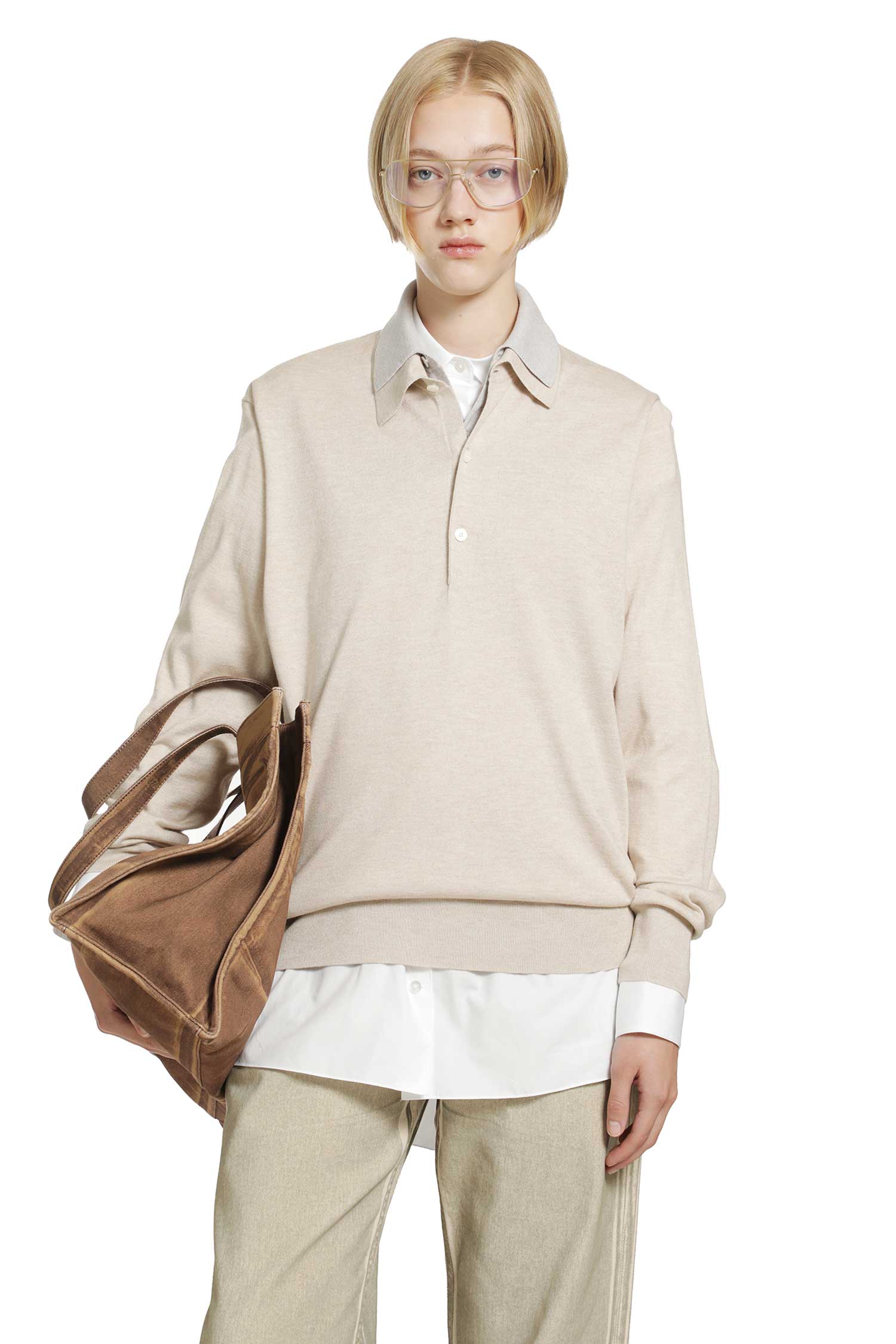 ACNE STUDIOS Layered Silk Cashmere Polo