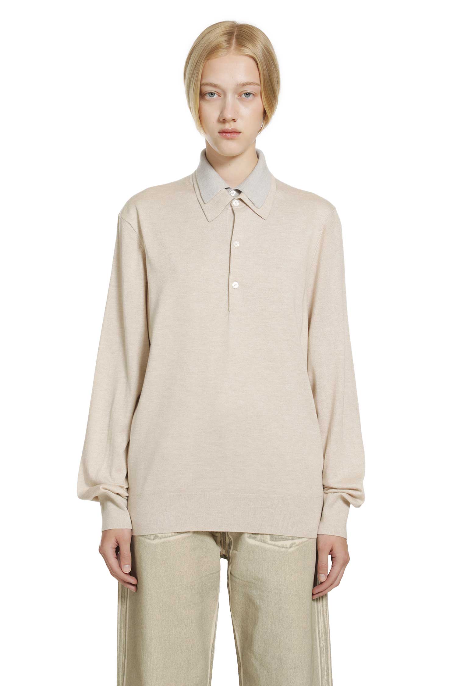 ACNE STUDIOS Layered Silk Cashmere Polo, view 2