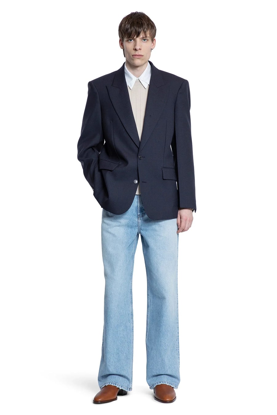RECTO Double Collar Stripe Shirt, view 5