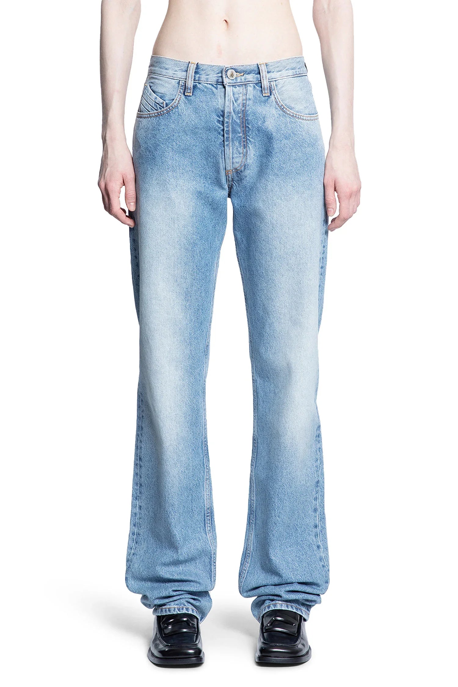 The Attico Long Jeans in Glossy Coated Denim, view 2
