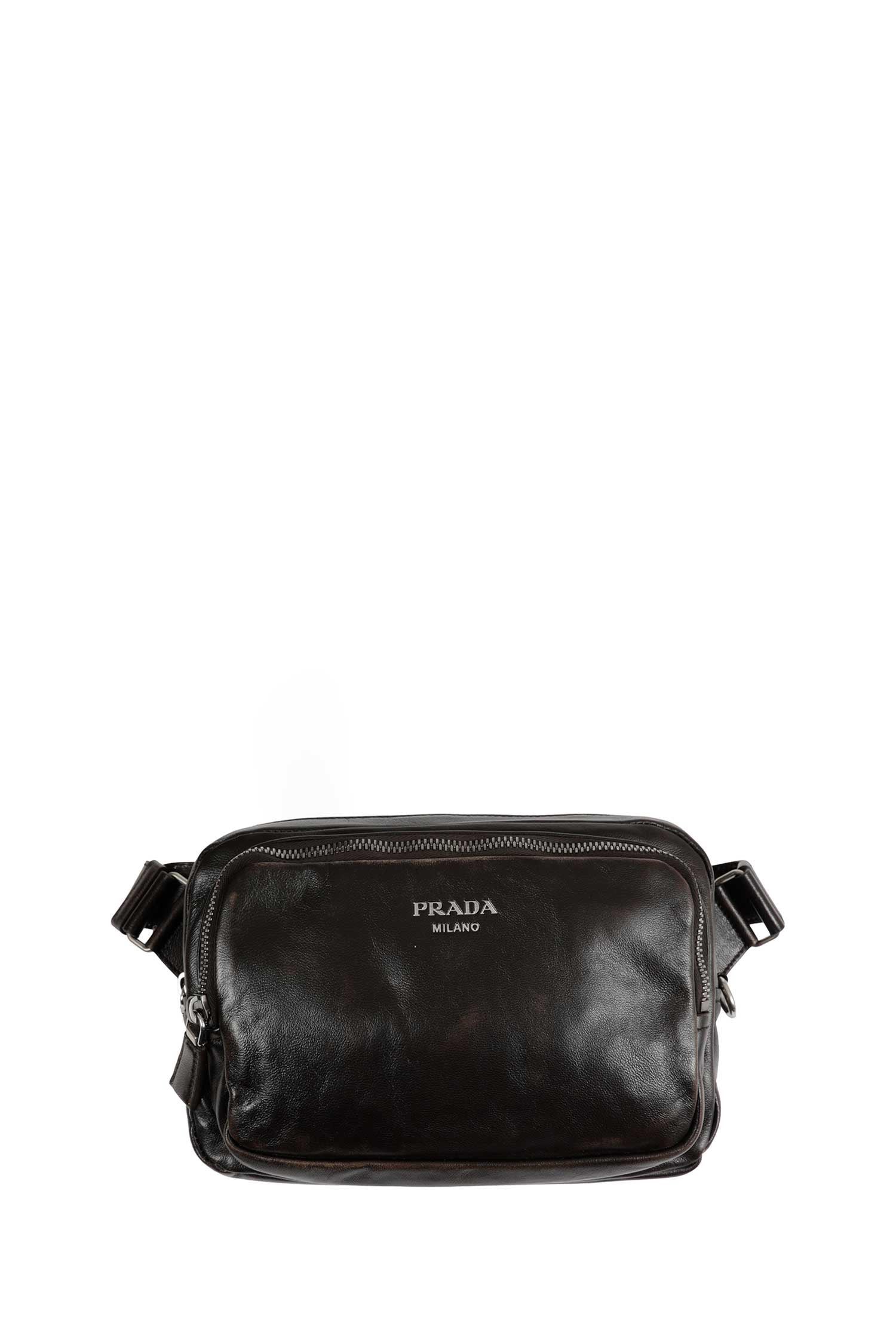 Prada Distressed Nappa Leather Shoulder Bag, view 2
