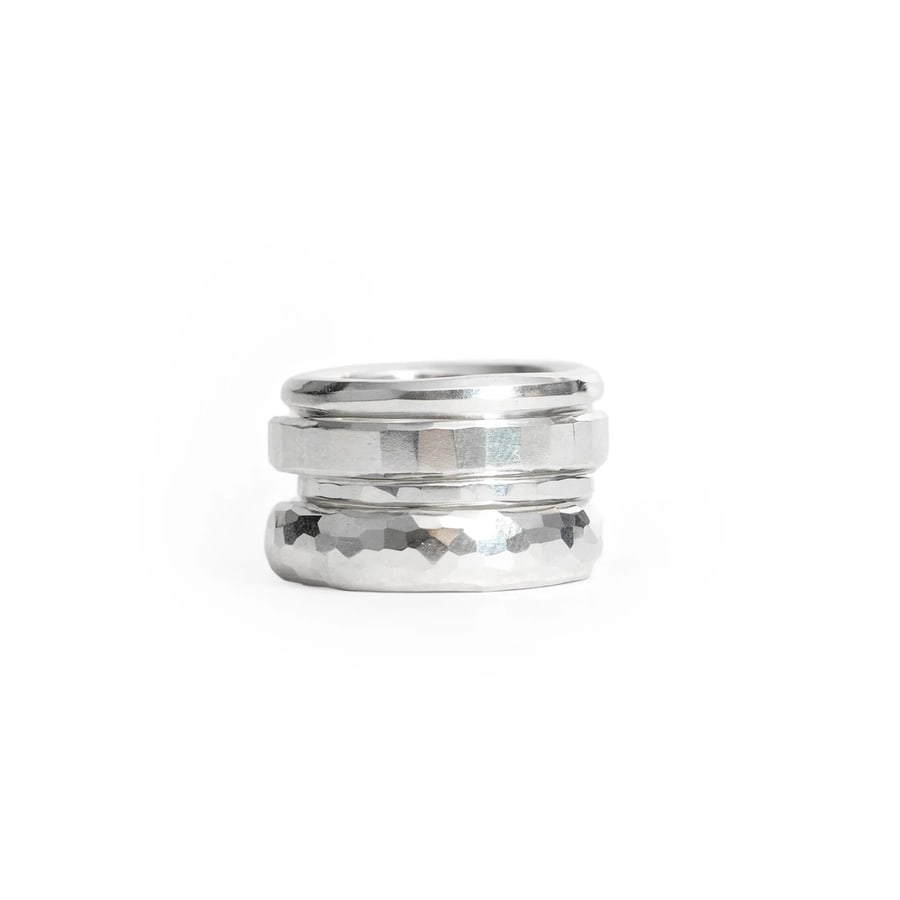 WERKSTATT MUNCHEN 4 Combination Hammered Ring, view 7