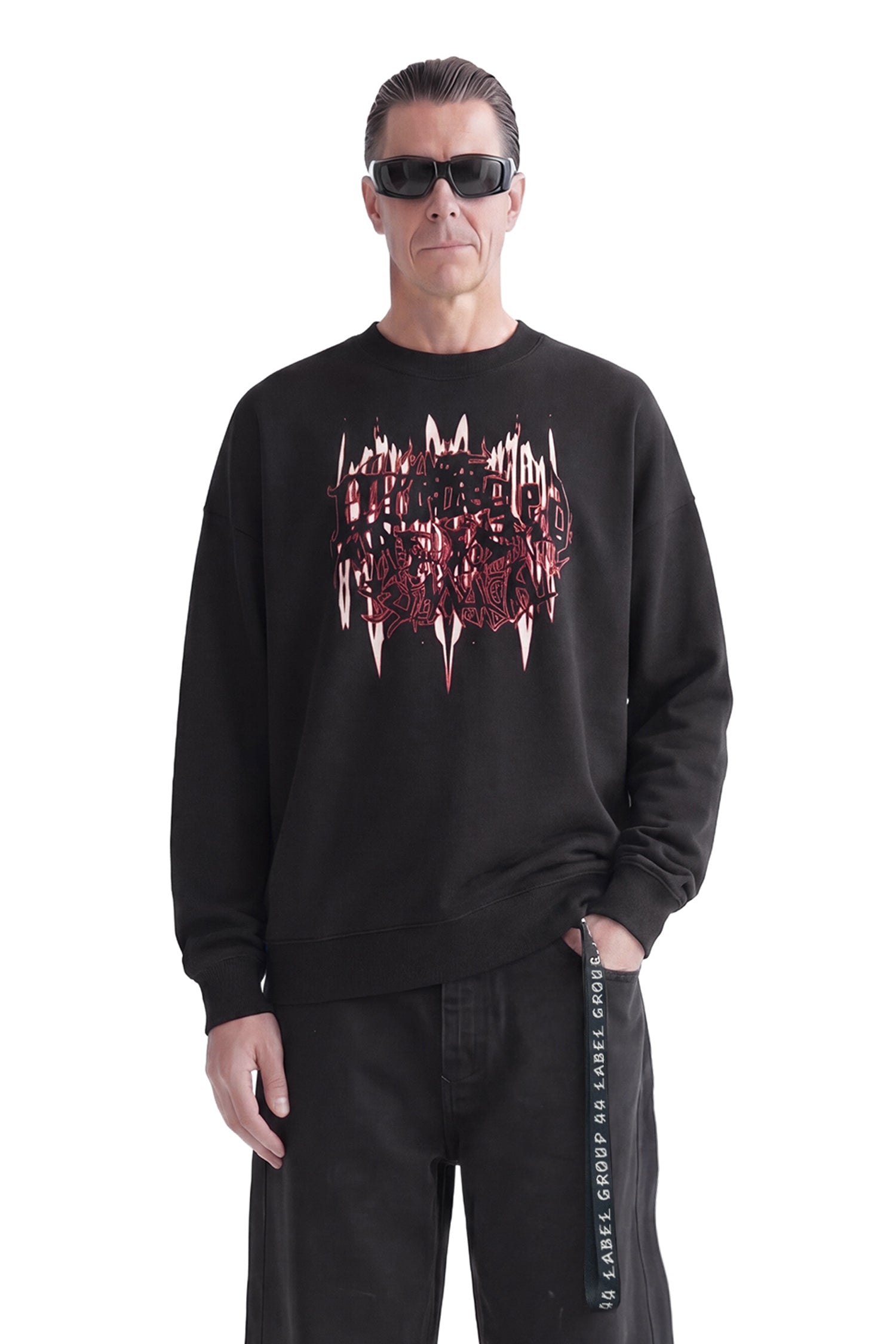 44 LABEL GROUP Felpa girocollo effetto distressed