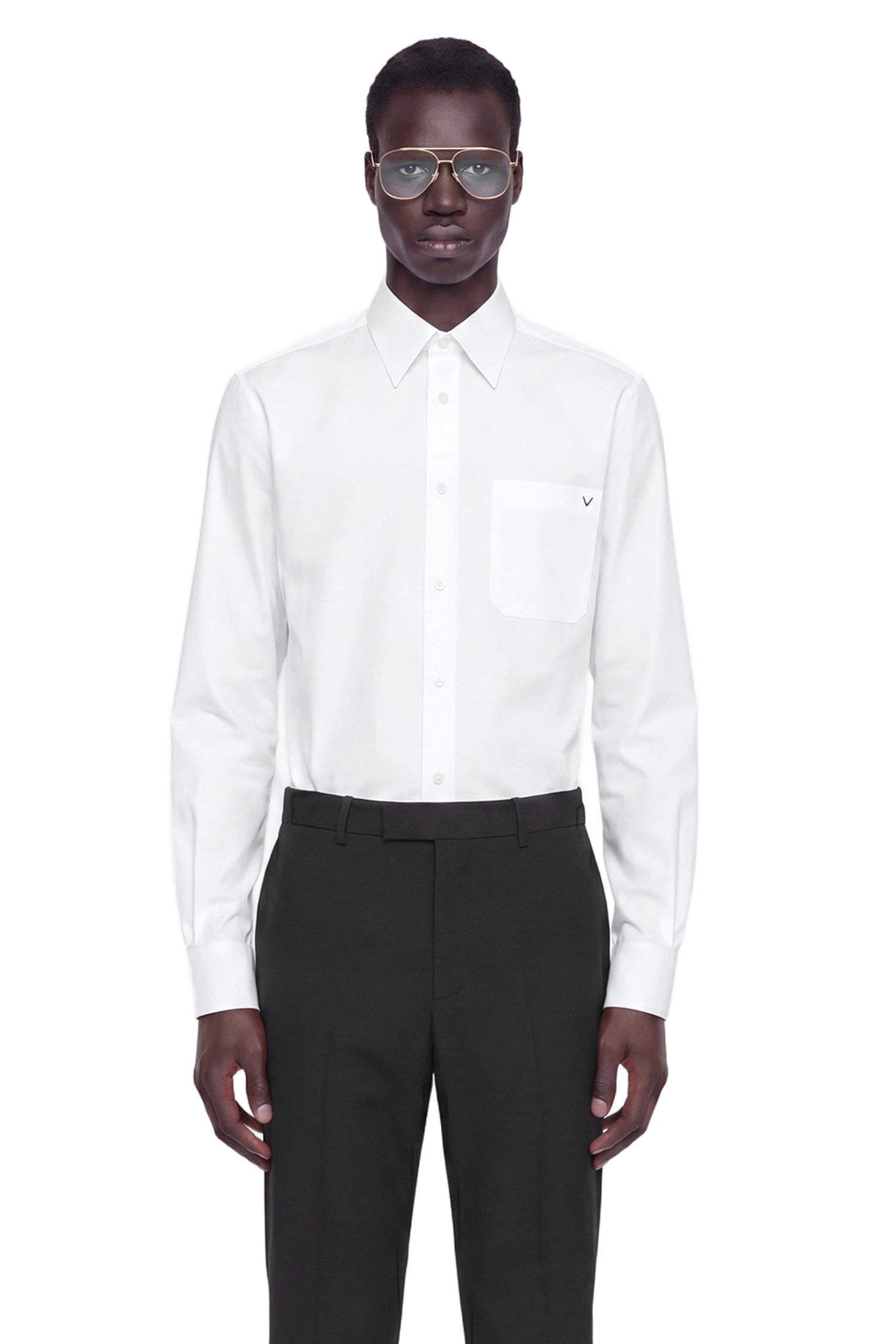 VALENTINO V Gold Pocket Shirt in Oxford Cotton