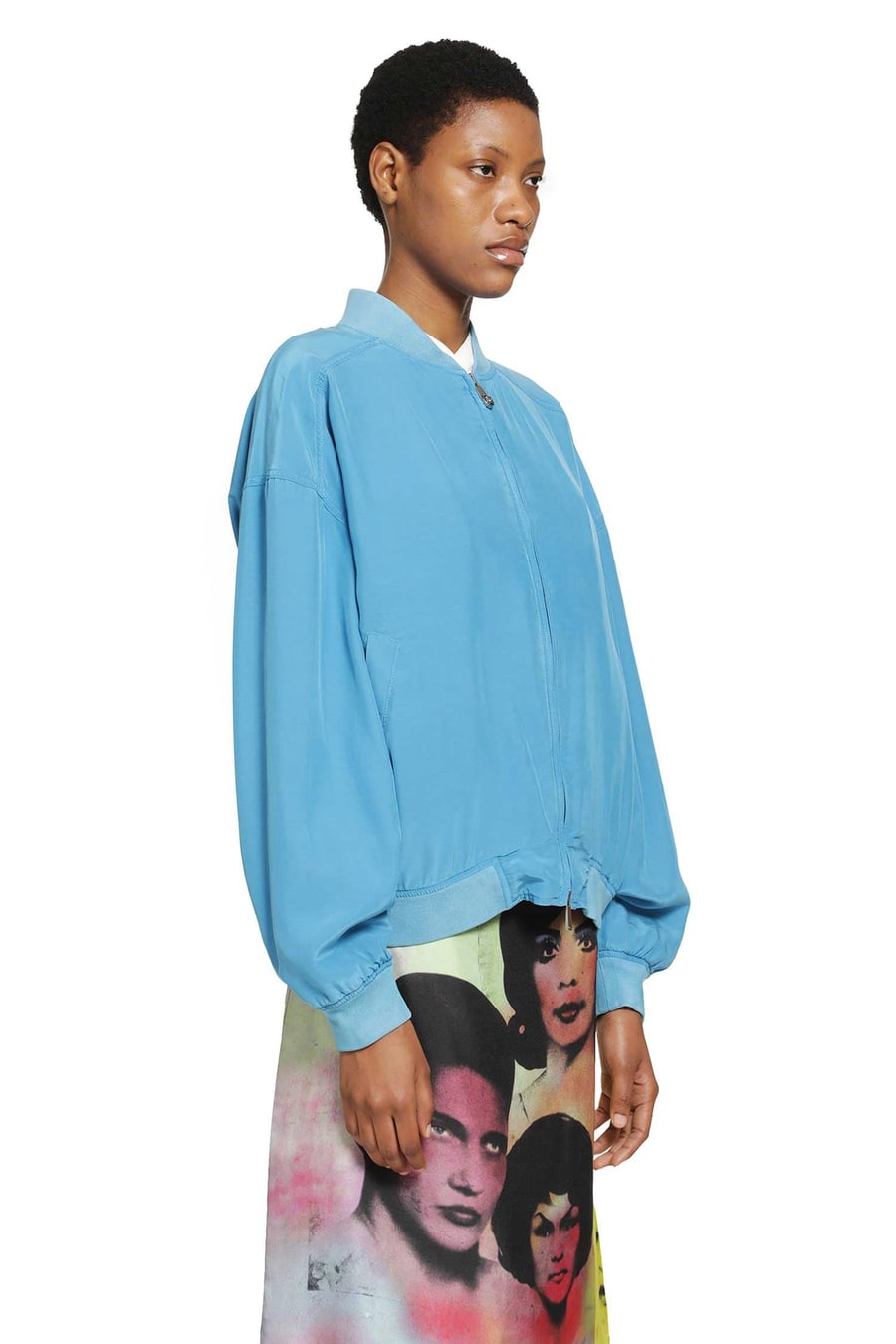 Versace Overdyed Silk Poplin Bomber, view 3