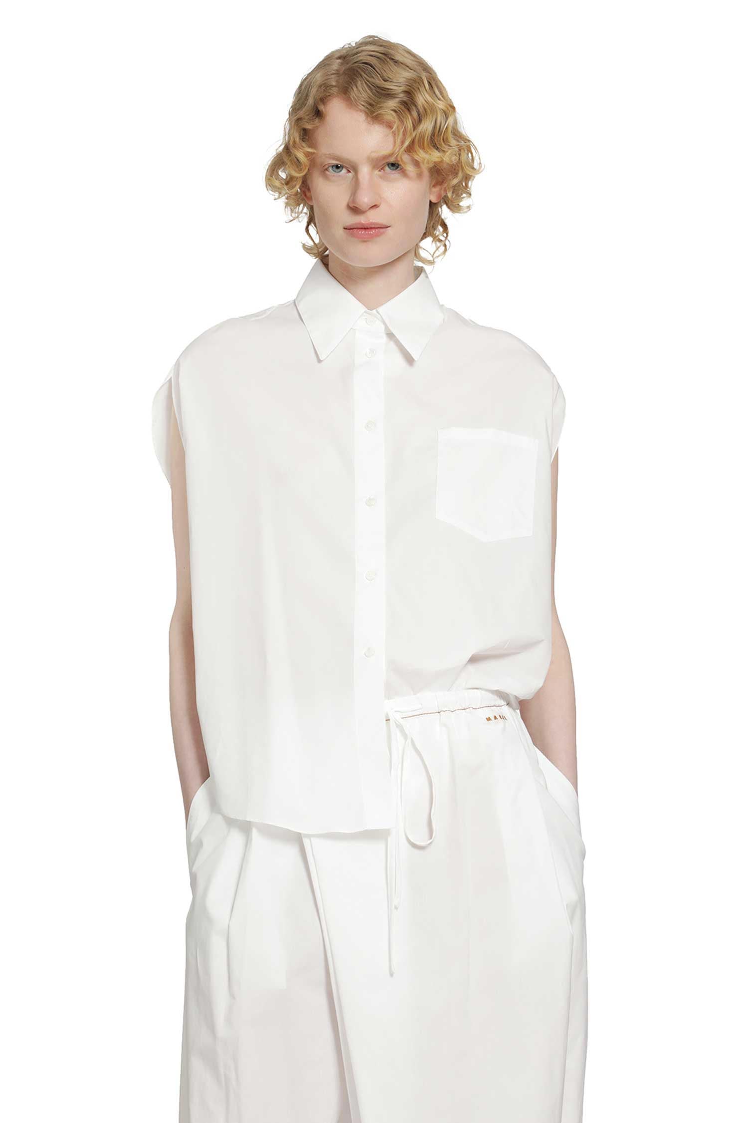 Marni Poplin Shirt with Cape Sleeves