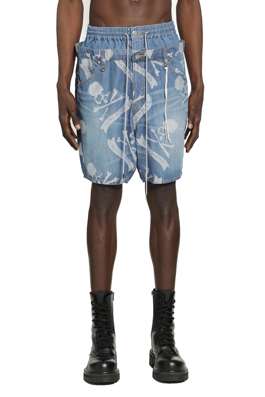 MASTERMIND WORLD Aloha Denim Shorts, view 2