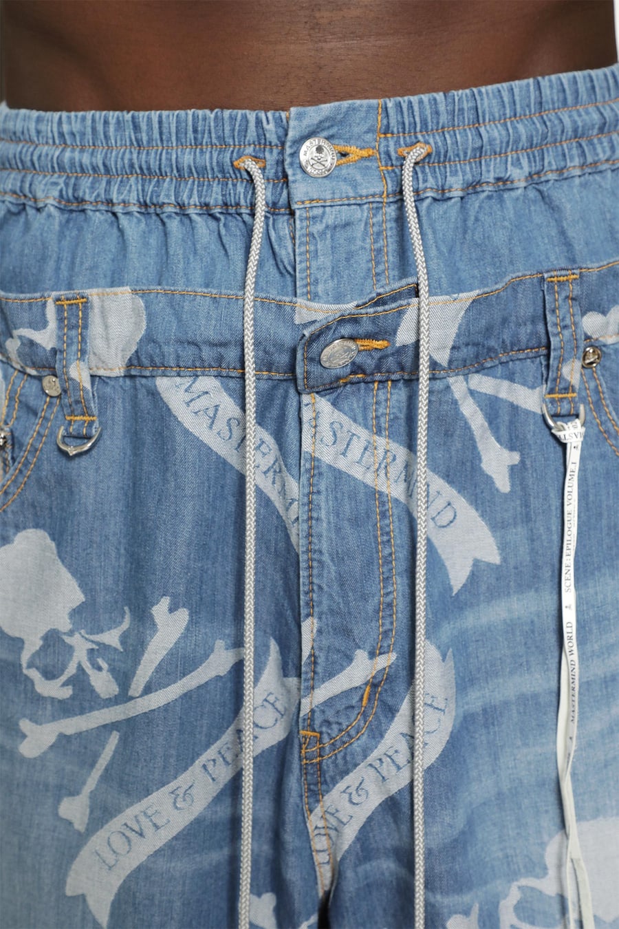 MASTERMIND WORLD Aloha Denim Shorts, view 5