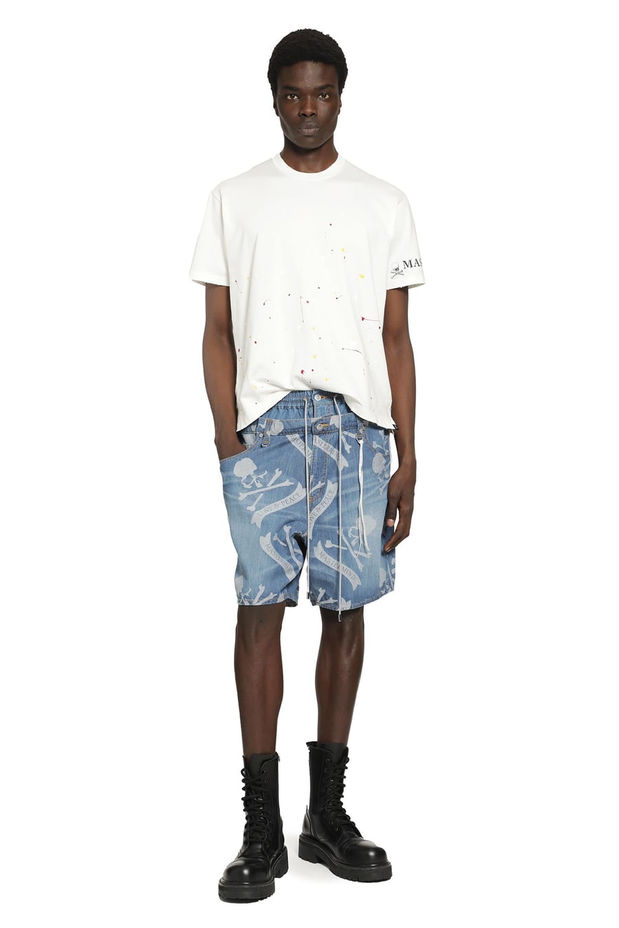 MASTERMIND WORLD Aloha Denim Shorts, view 6