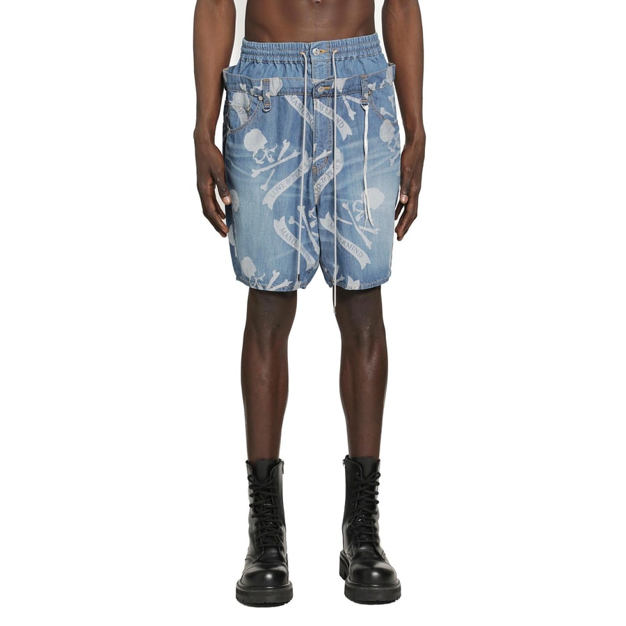 MASTERMIND WORLD Aloha Denim Shorts, view 7