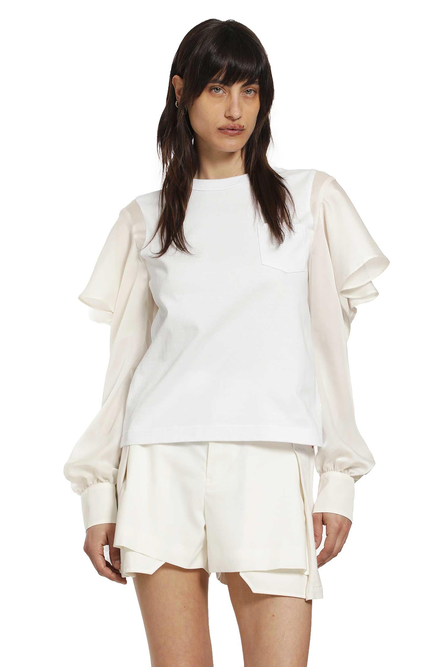SACAI Satin x Cotton Jersey T-Shirt