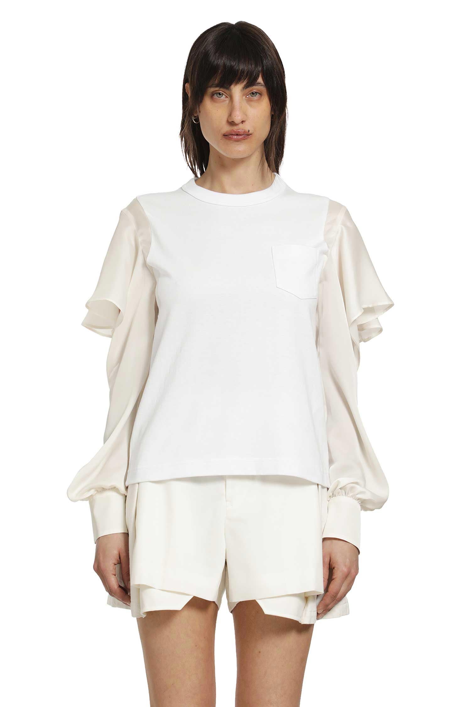 SACAI Satin x Cotton Jersey T-Shirt, view 2