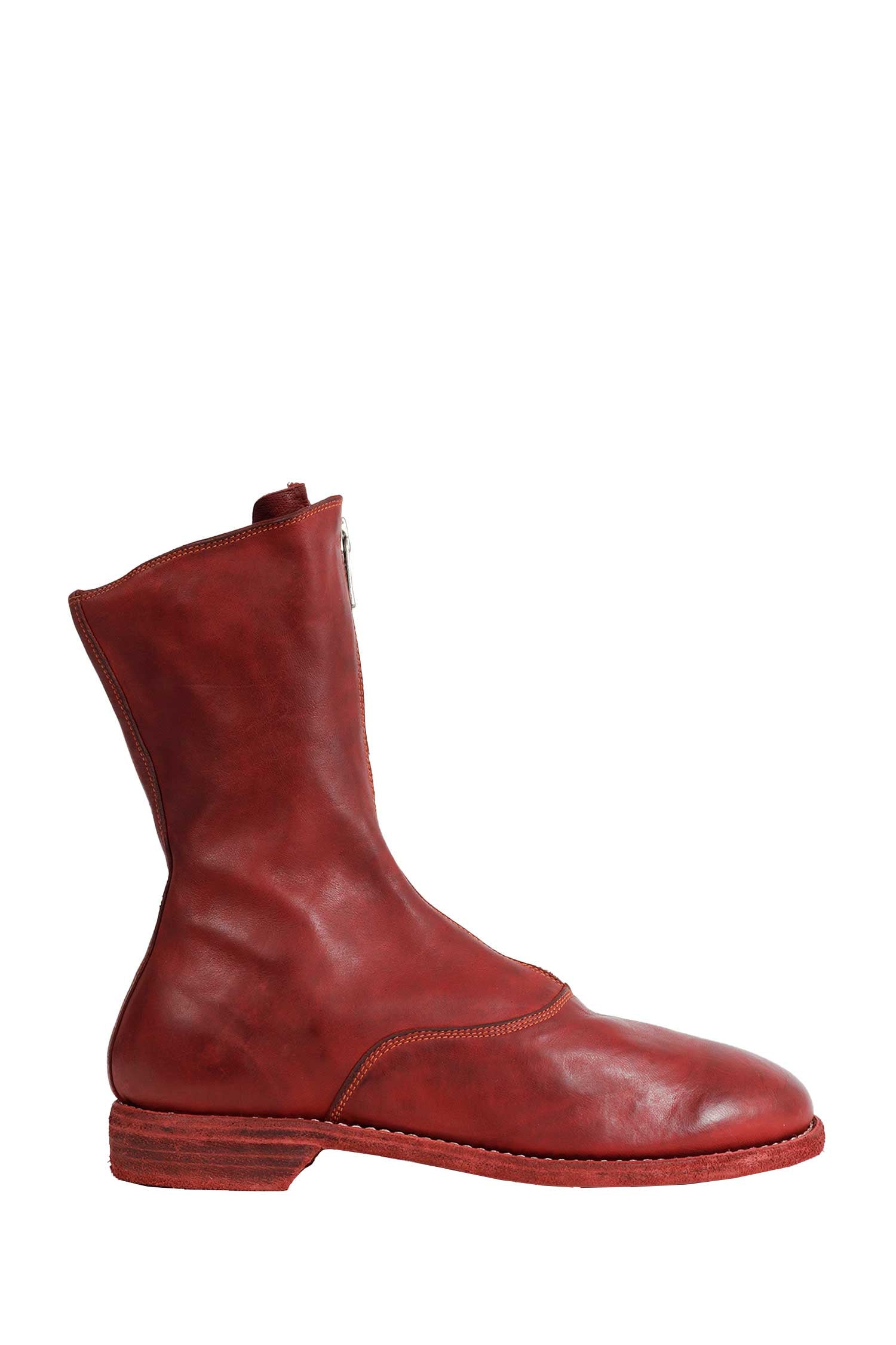 GUIDI Zipped Brushed Leather Ankle Boots
