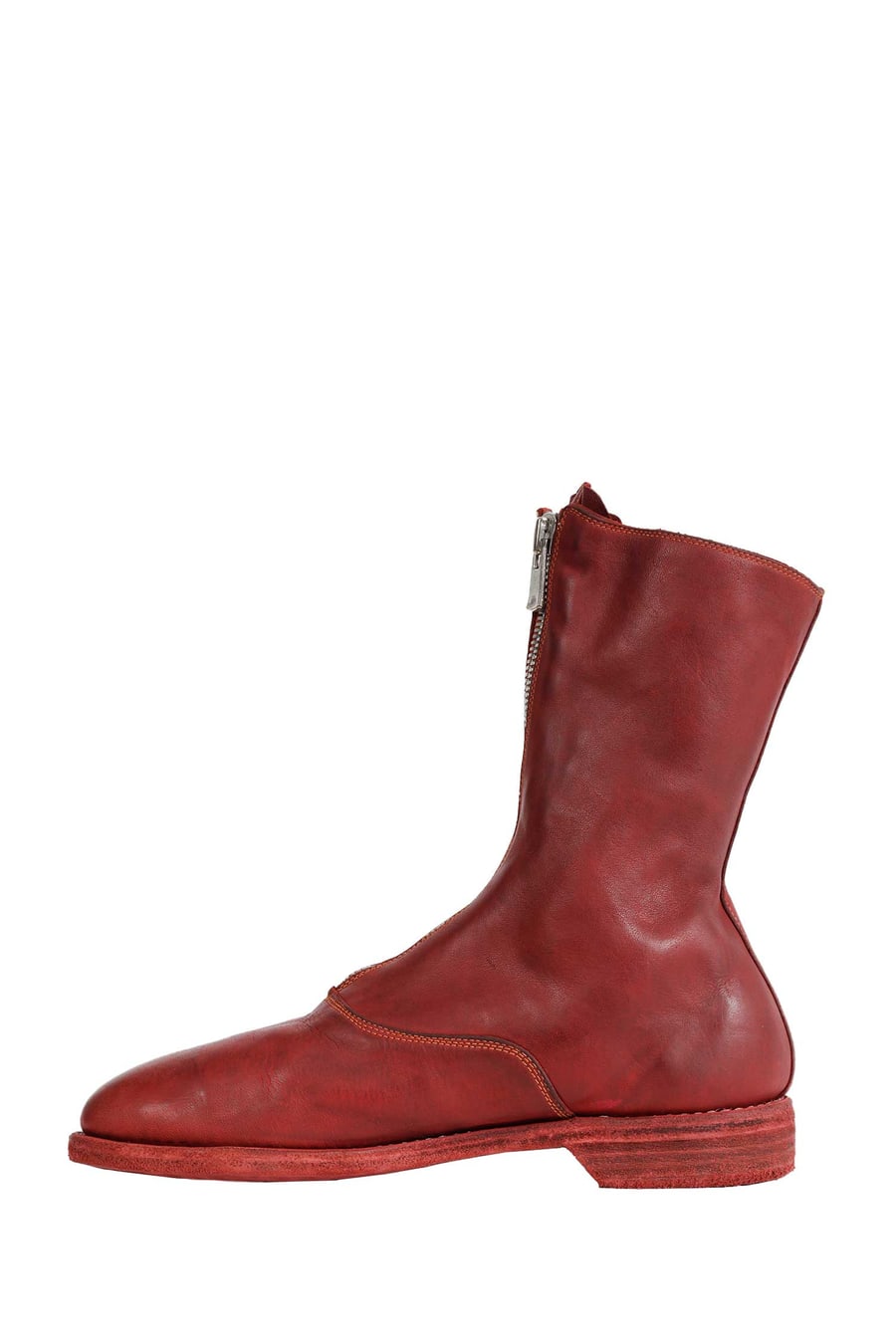 GUIDI Zipped Brushed Leather Ankle Boots, view 4