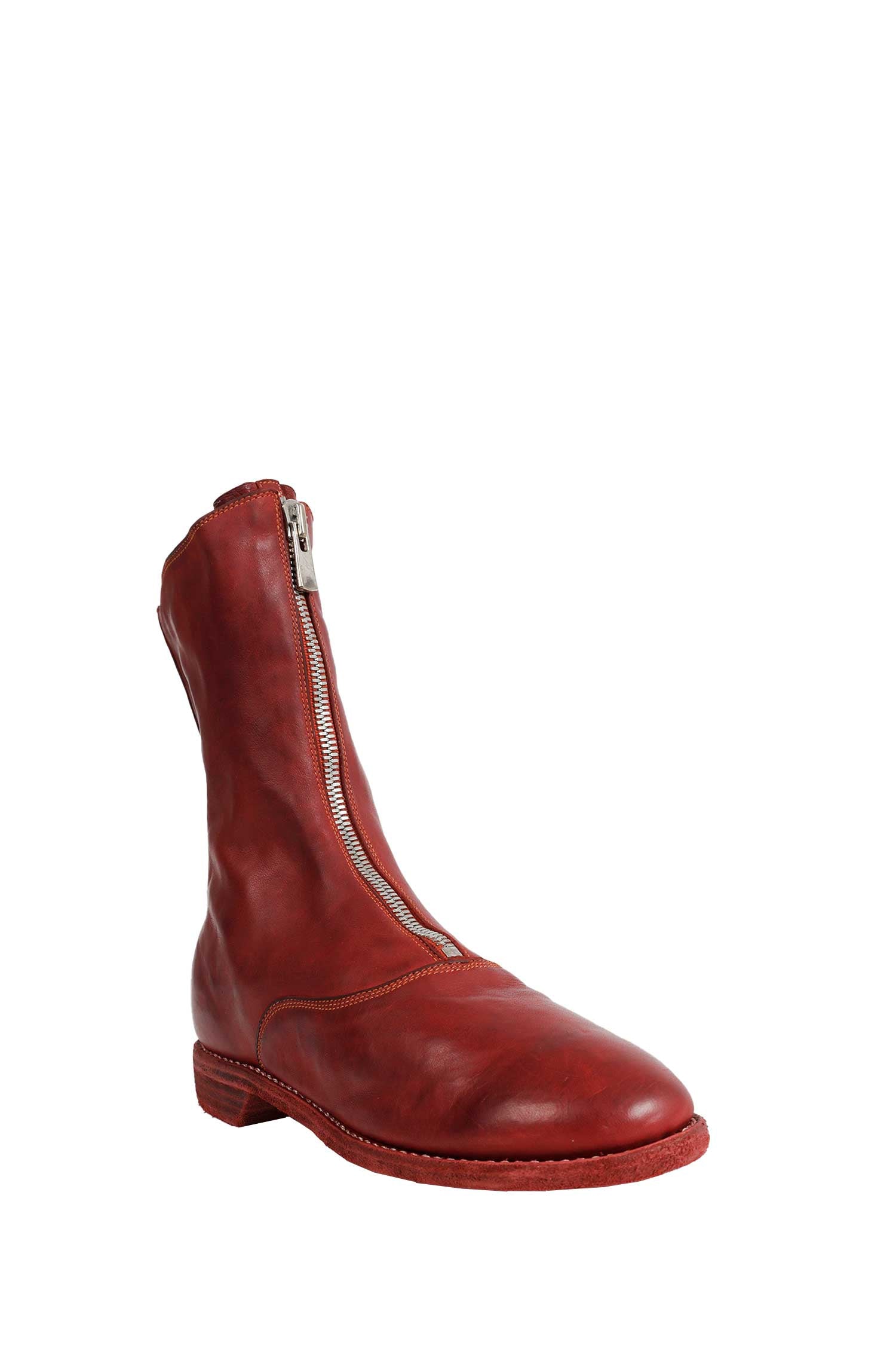 GUIDI Zipped Brushed Leather Ankle Boots, view 2