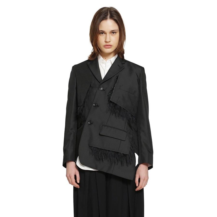 COMME DES GARCONS Single-Breasted Blazer with Frayed Trim, view 7