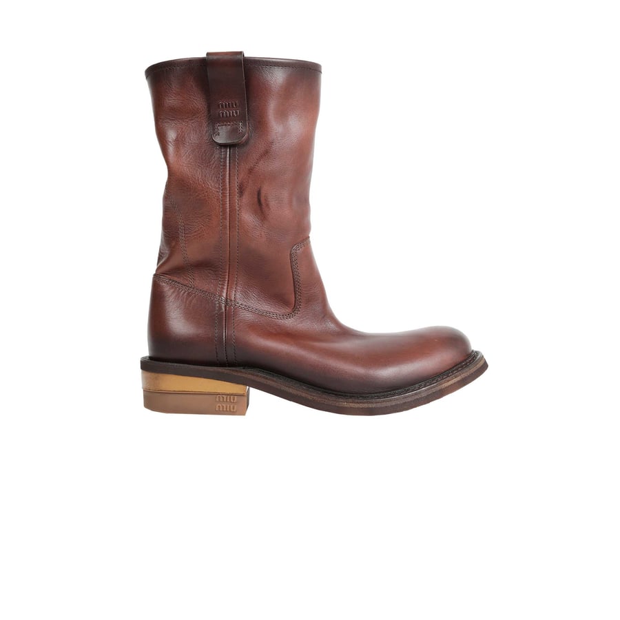 Miu Miu Foule Leather Boots, view 8