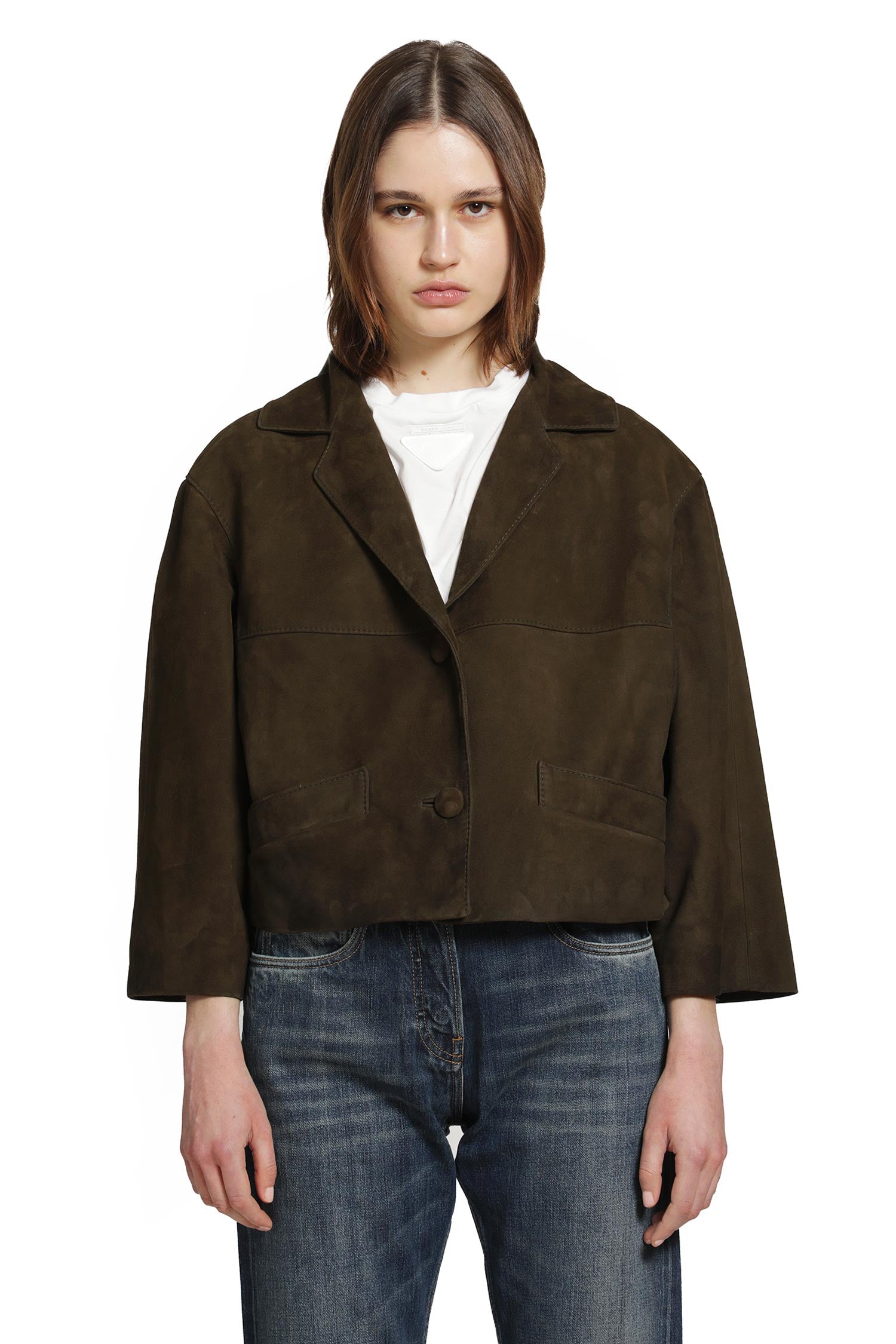 Prada Cropped Suede Jacket, view 2