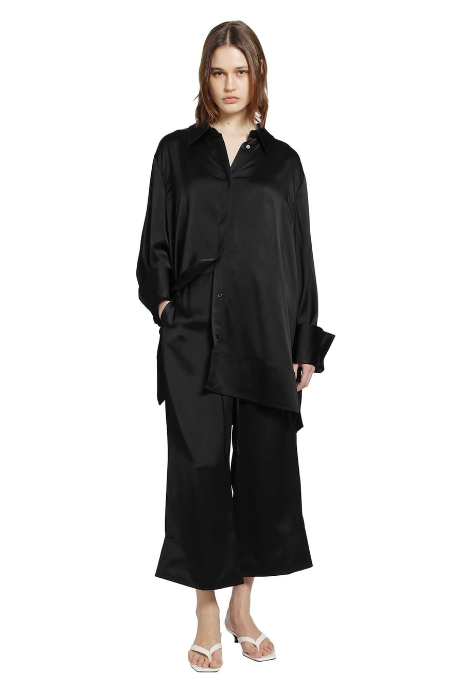 Toteme Satin Drawstring Trousers, view 5