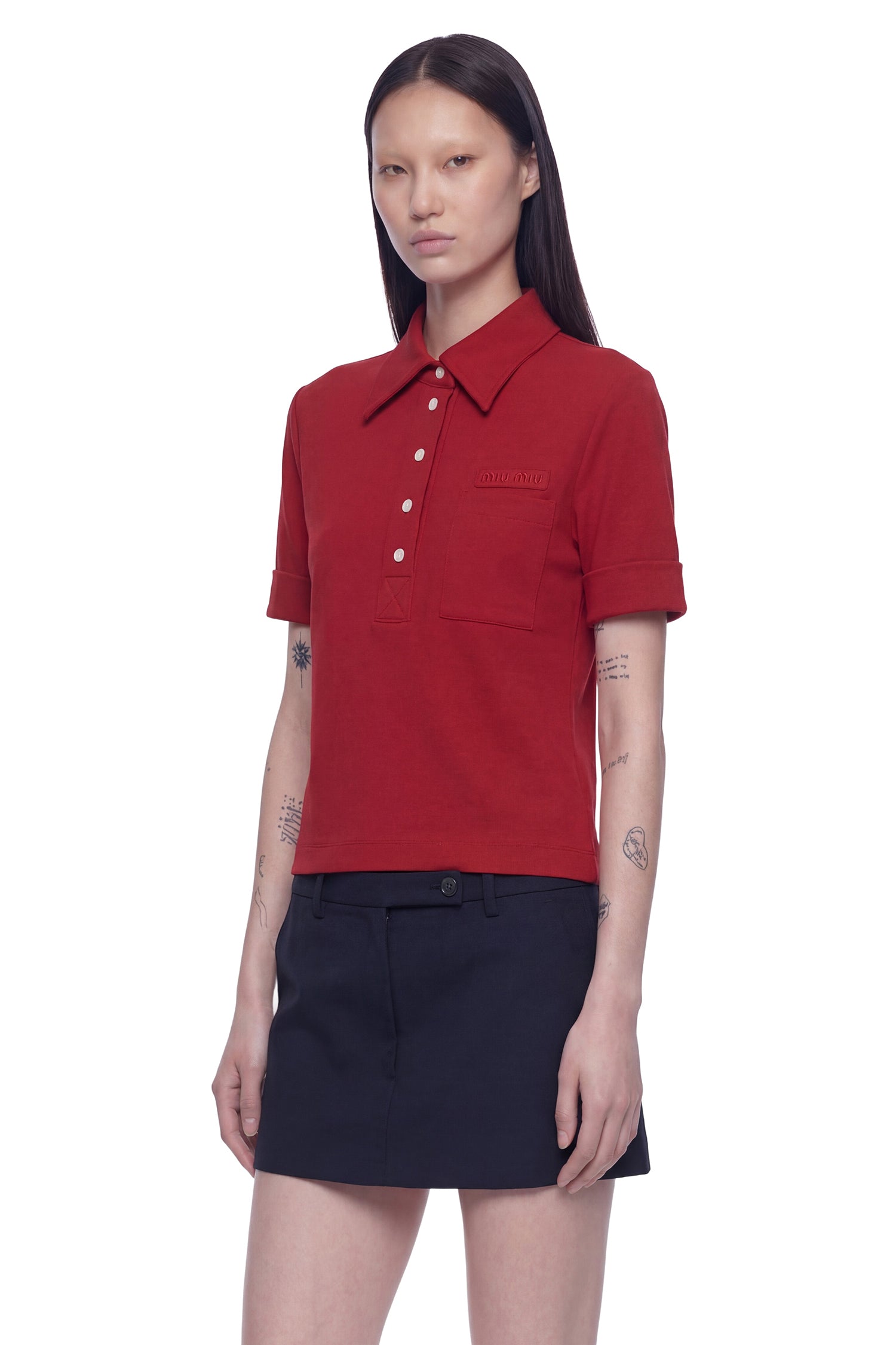 Miu Miu Technical Jersey Polo Shirt, view 2