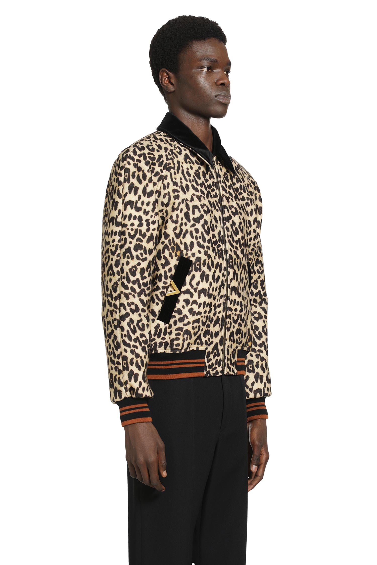 VALENTINO Leopard Print Wool Drape Jacket, view 2