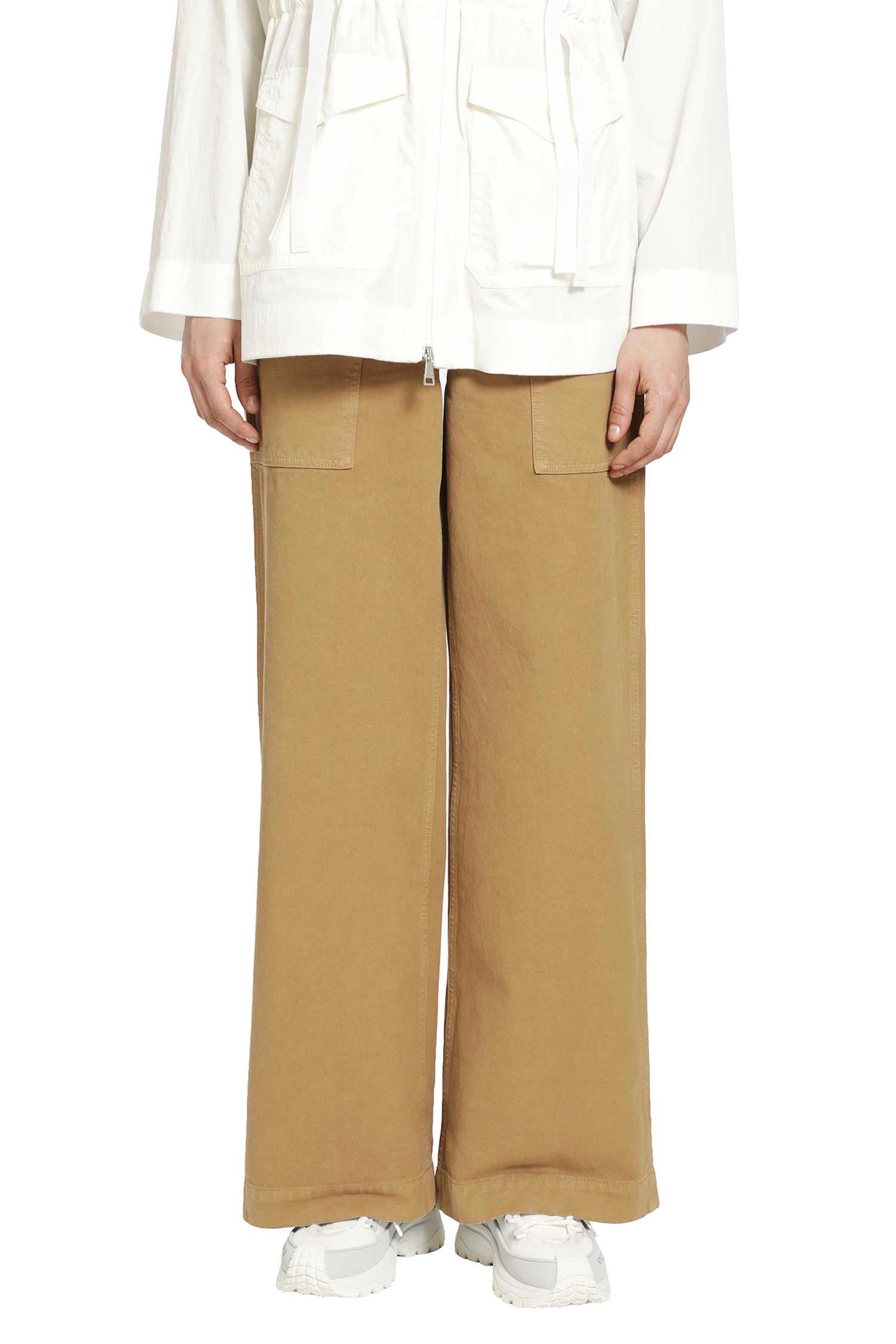 Moncler Leather Logo Cotton Trousers