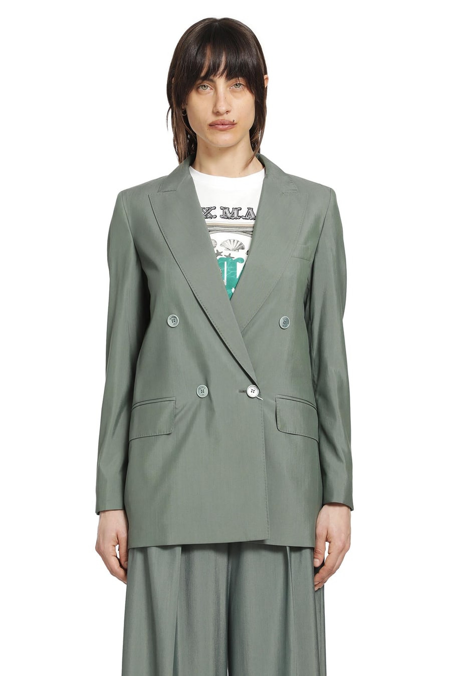 Max Mara Double-breasted Wool and Silk Blazer, view 2