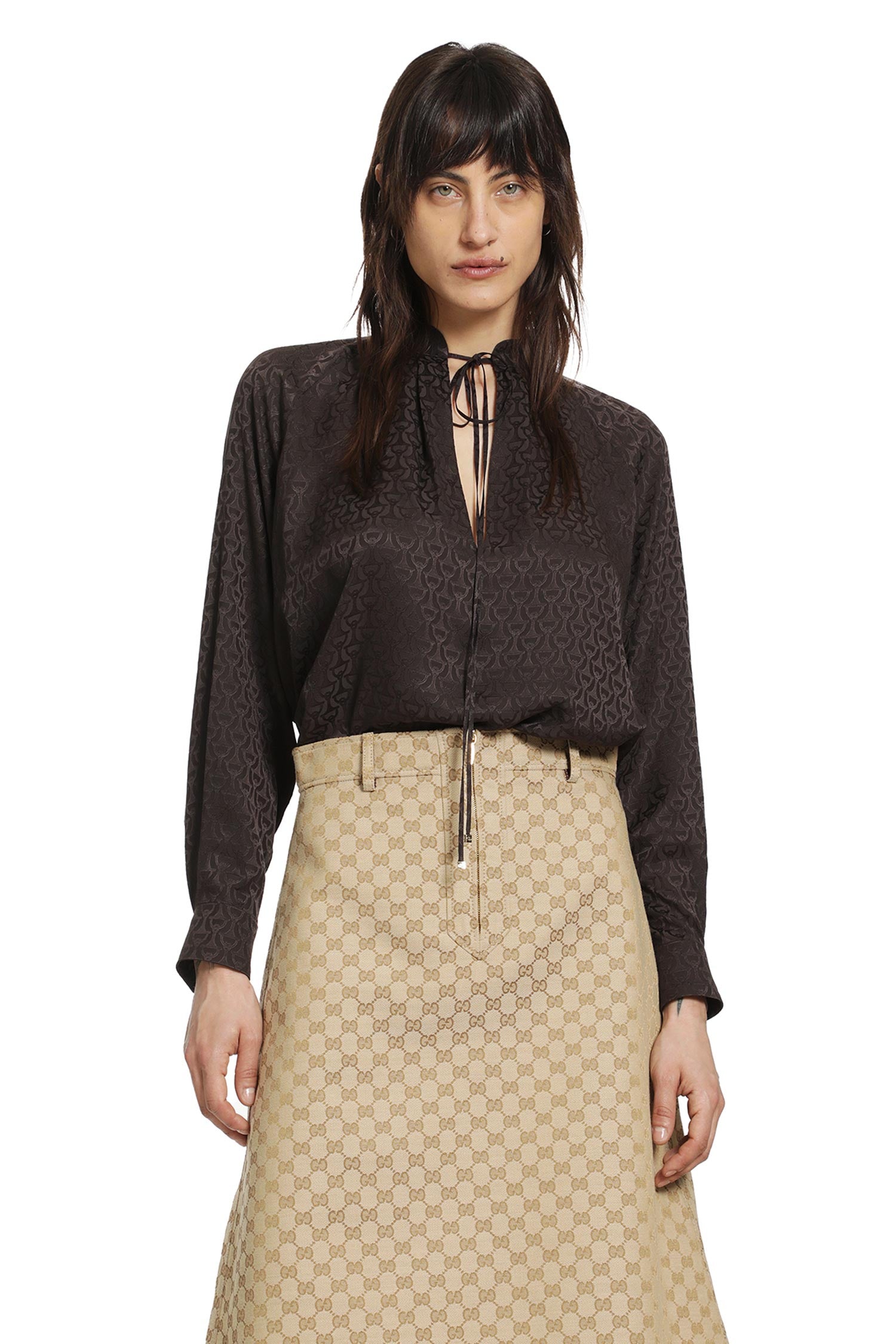 Gucci Horsebit Silk Jacquard Shirt