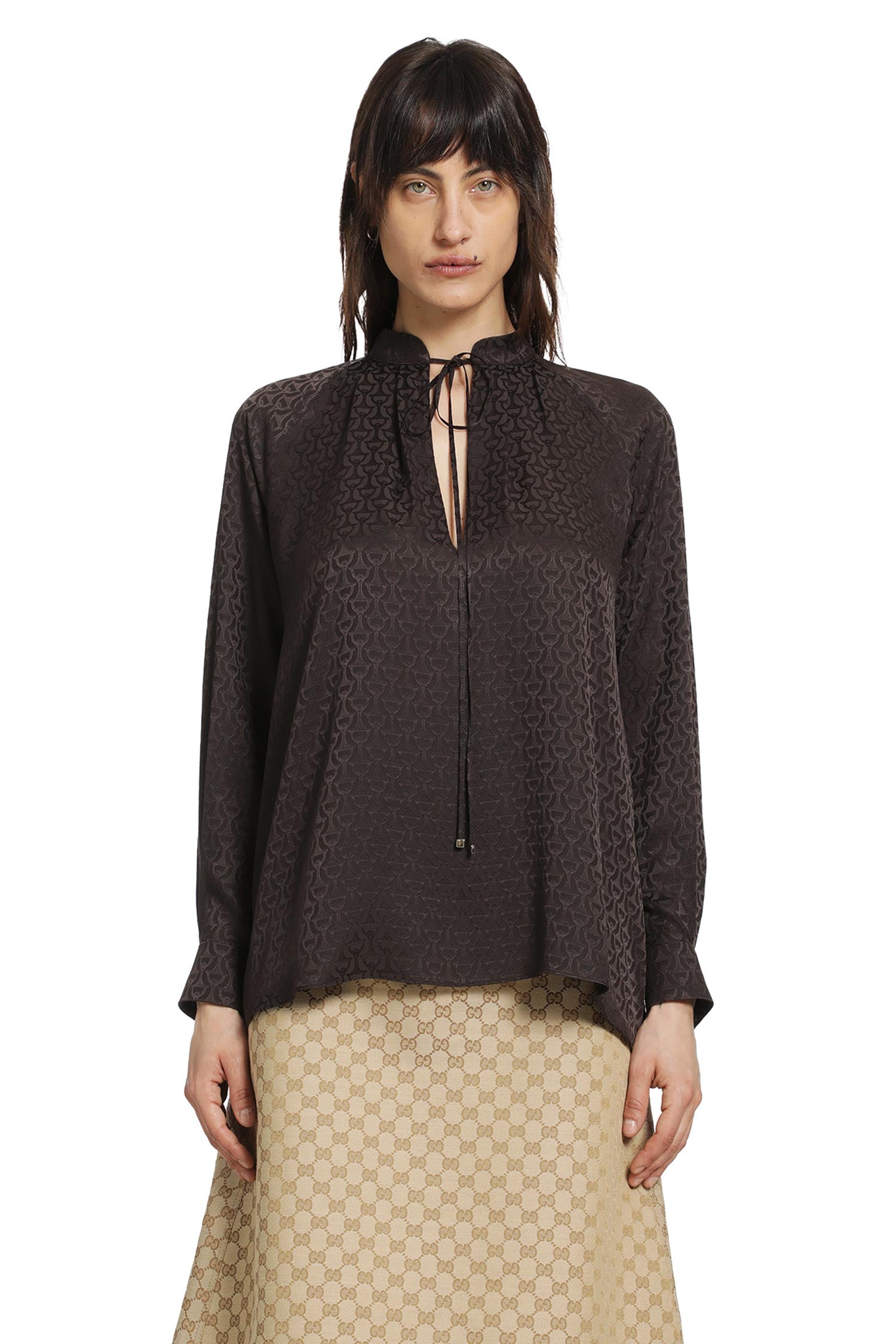 Gucci Horsebit Silk Jacquard Shirt, view 2