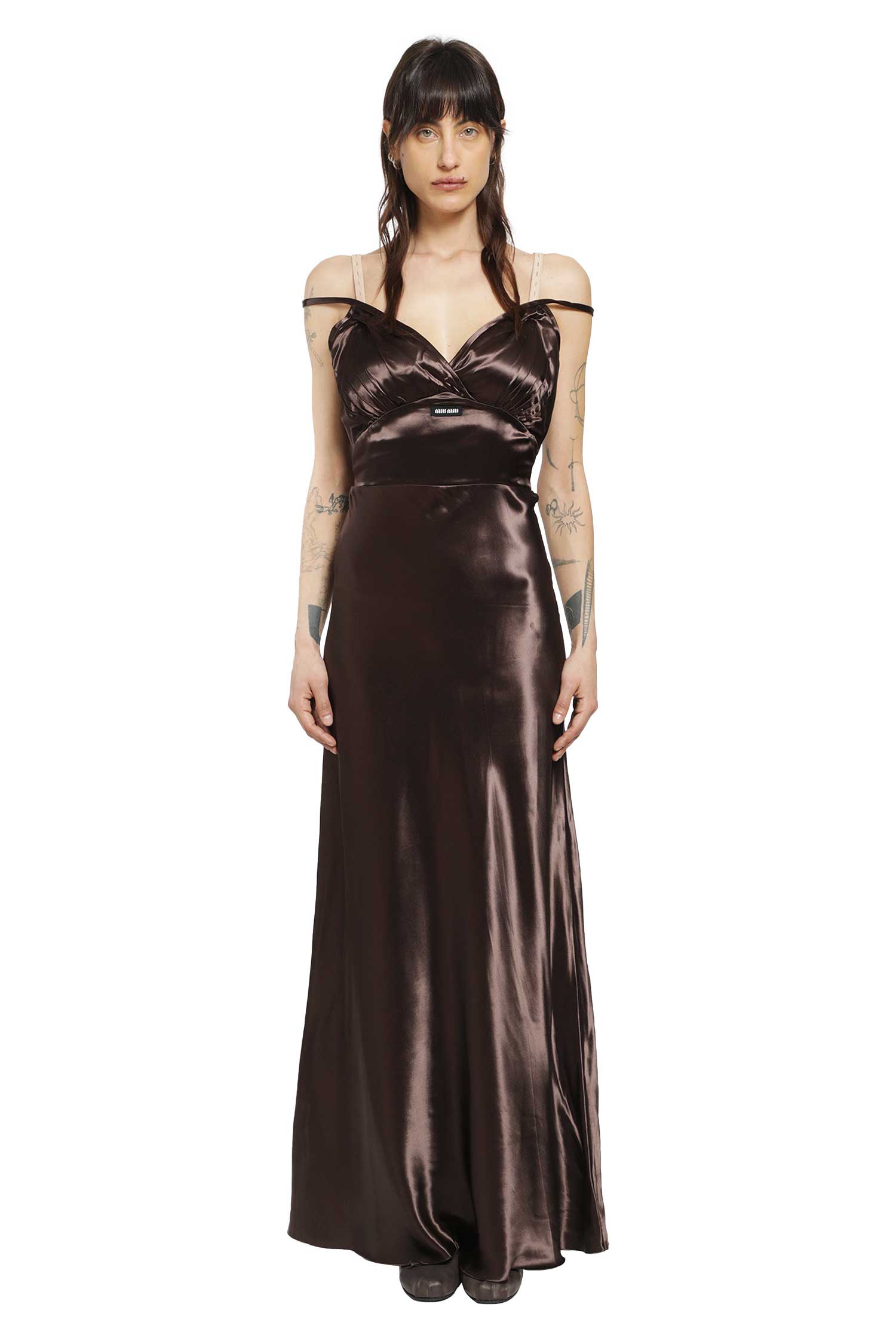 Miu Miu Long Satin Dress, view 2