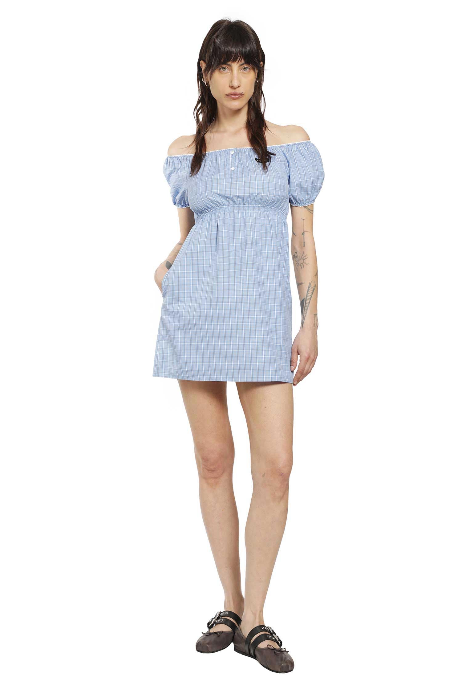 Miu Miu Checked Poplin Mini Dress