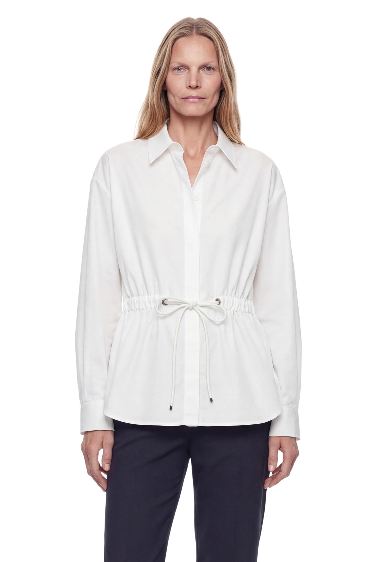Max Mara Cotton Poplin Drawstring Shirt
