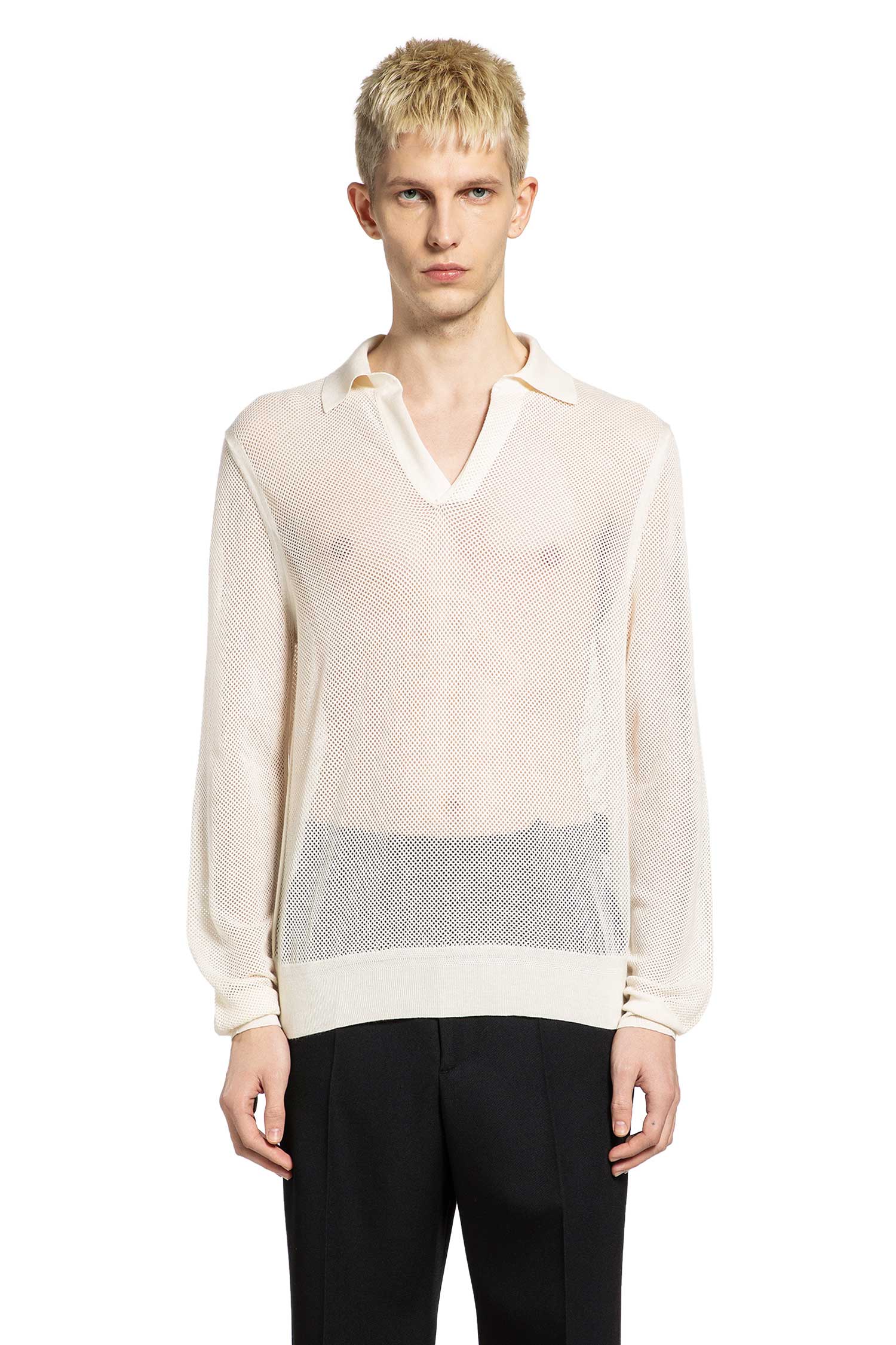 Tom Ford Semi-sheer Long Sleeve Polo Shirt, view 2