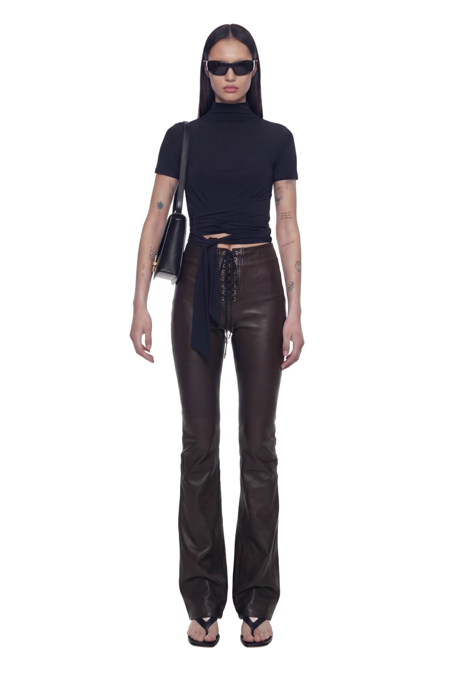 NVL GARDE Wrap Mock Neck Tee, view 4