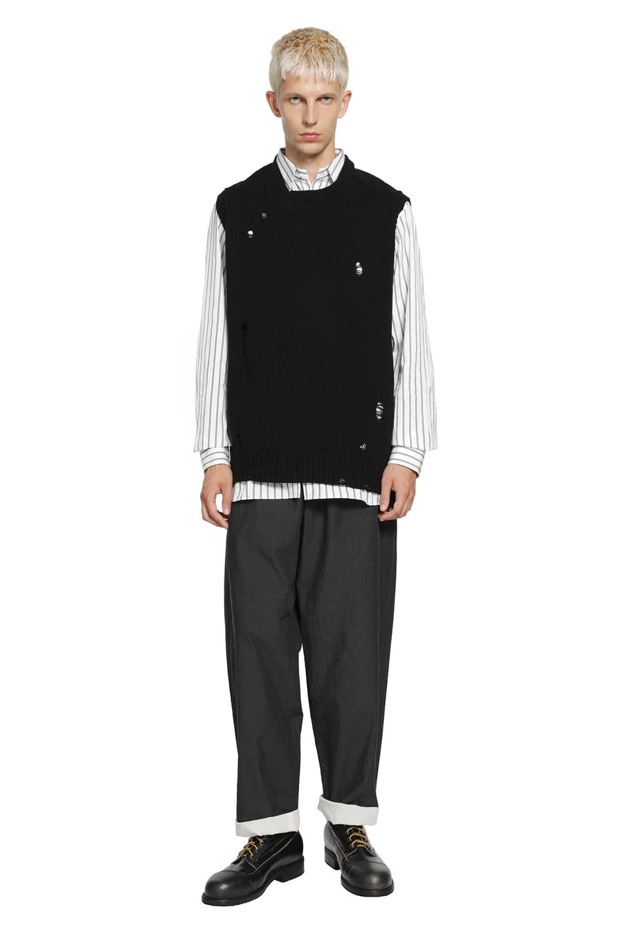 UNDERCOVER Distressed Knitted Vest, view 6