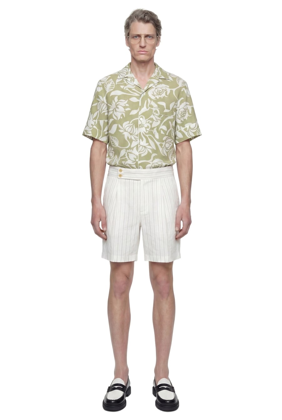 HED MAYNER Pinstriped Wool Shorts, view 6