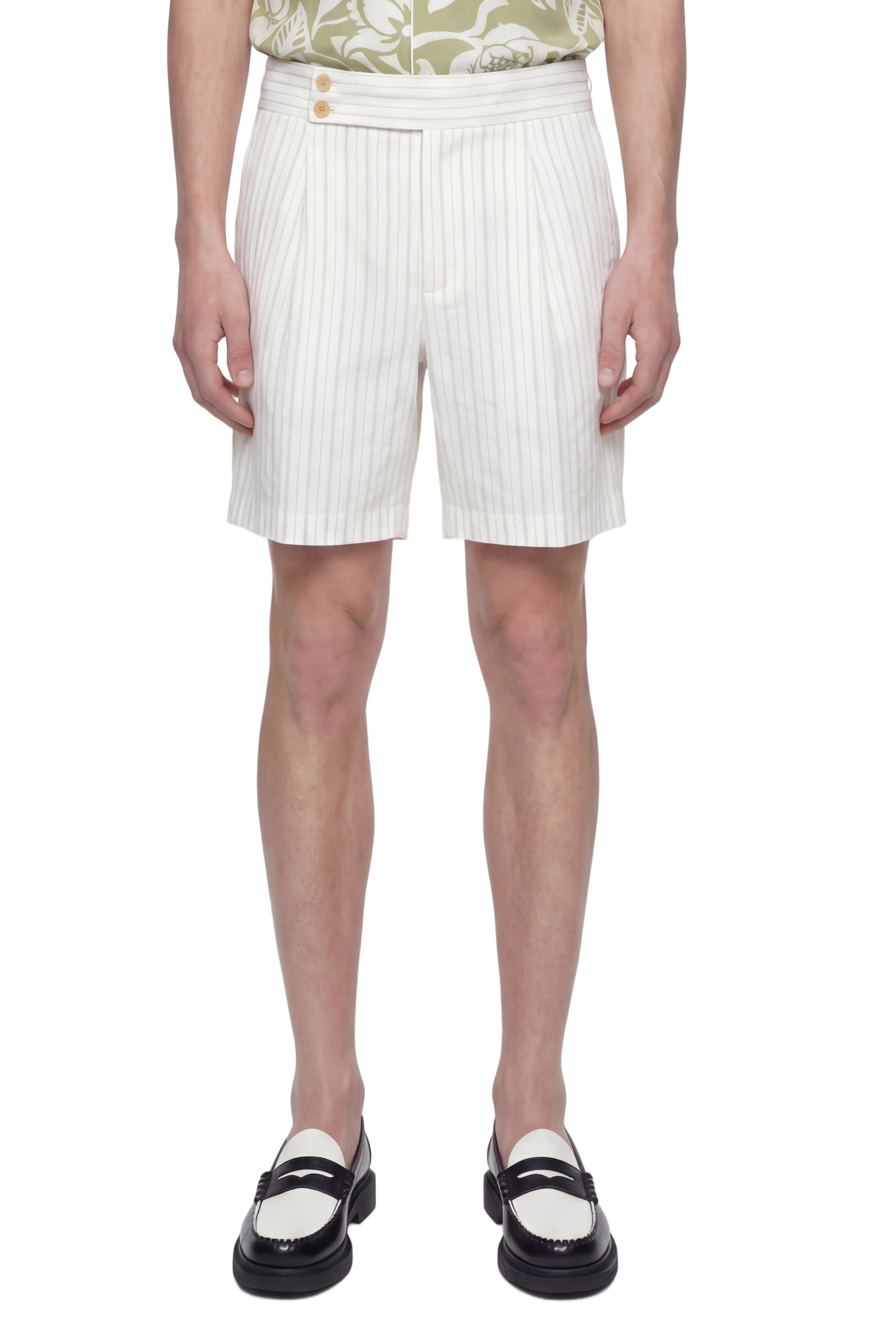 HED MAYNER Pinstriped Wool Shorts, view 2