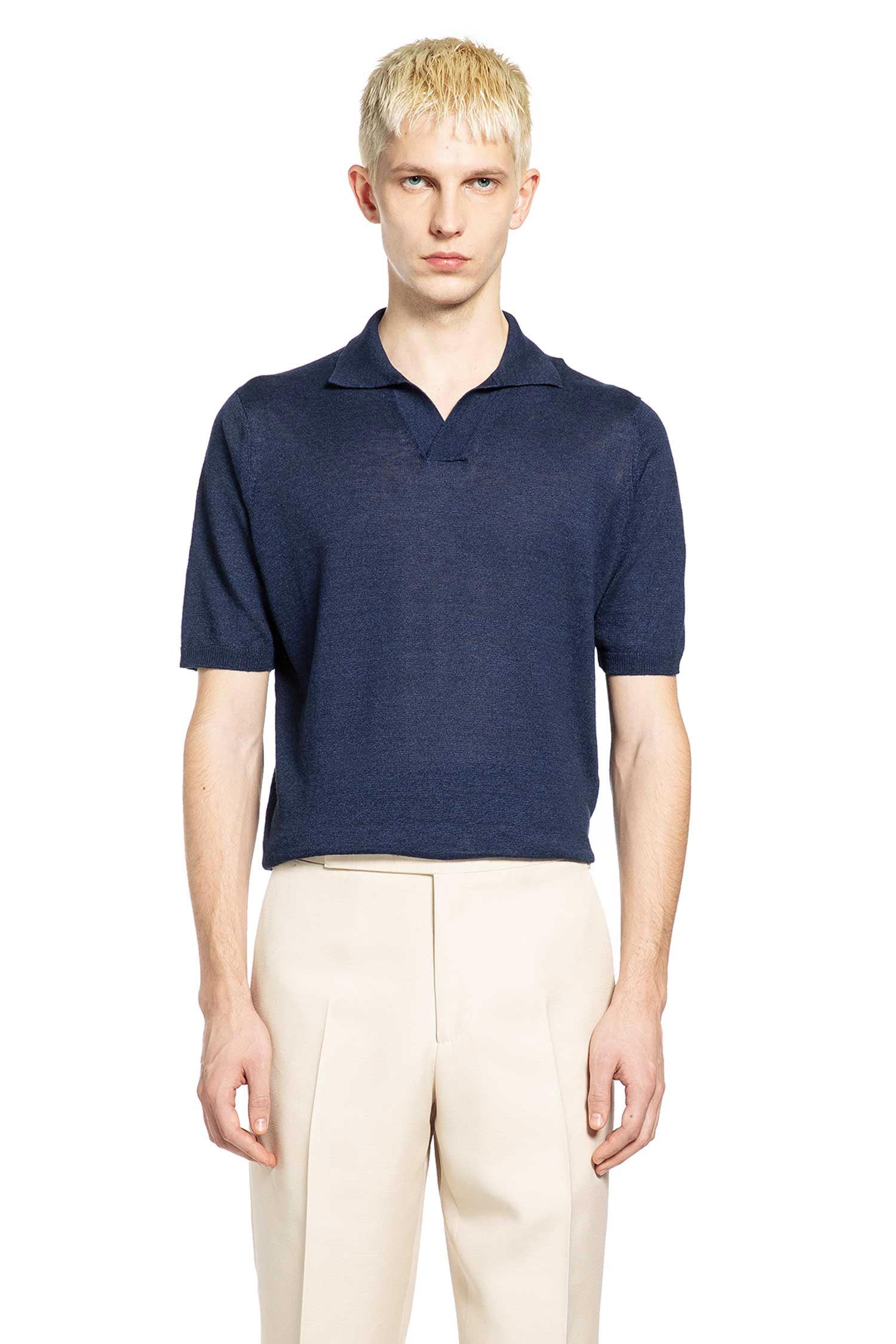 LARDINI Cotton Linen Knit Polo