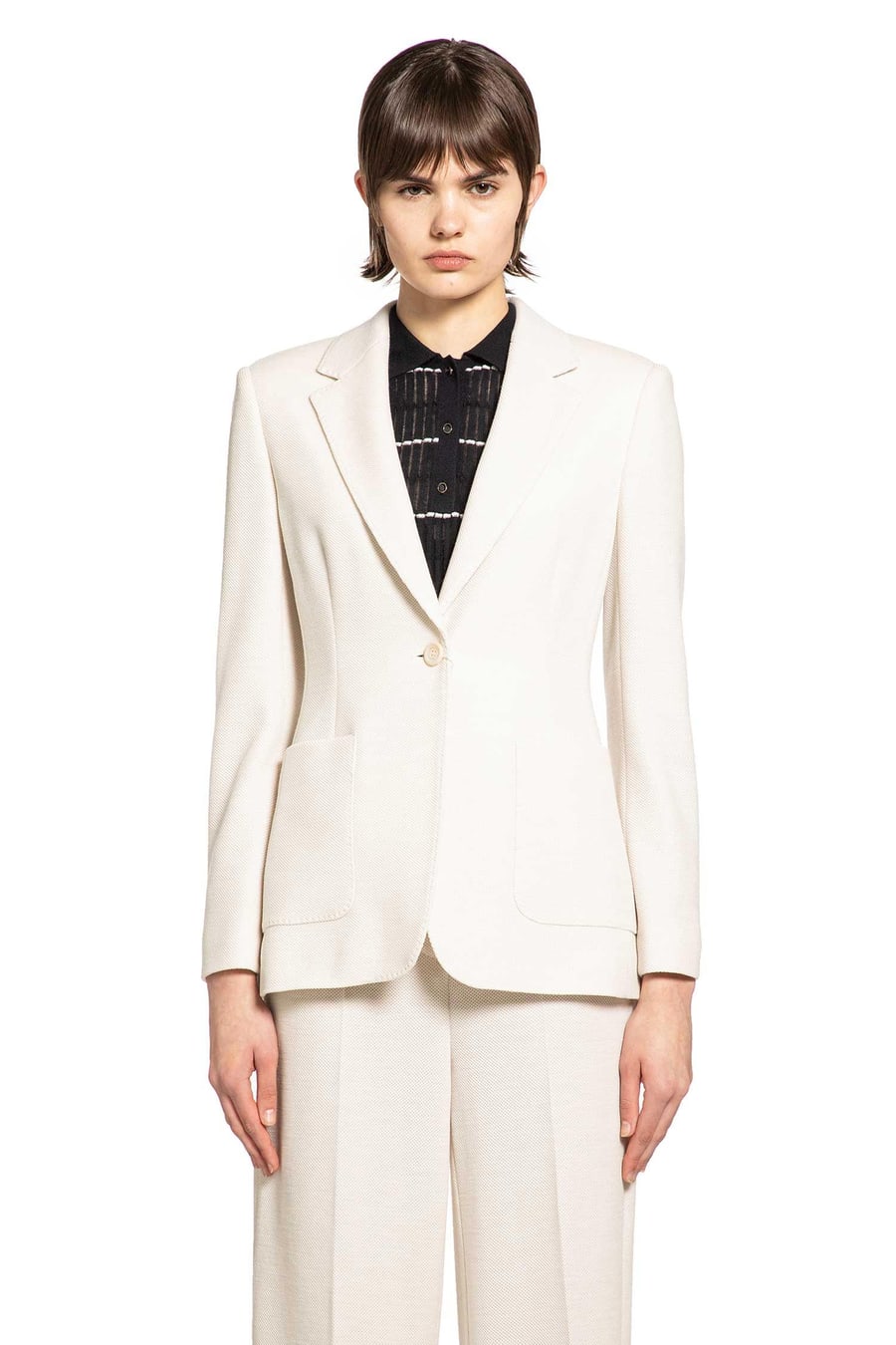 Max Mara Single-breasted Wool Piqué Blazer, view 2