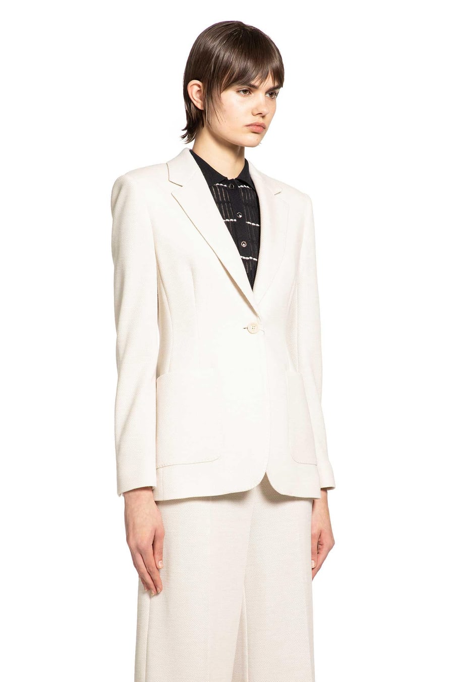 Max Mara Single-breasted Wool Piqué Blazer, view 3