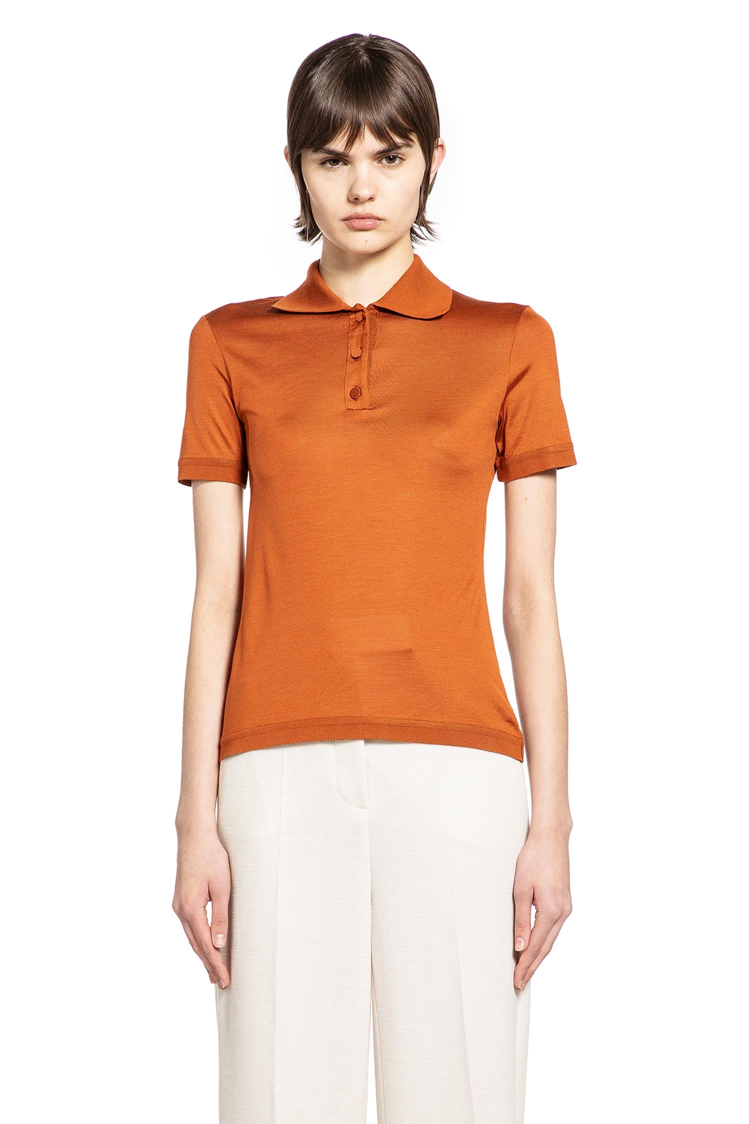 Max Mara Silk Jersey Short-Sleeve Polo, view 2