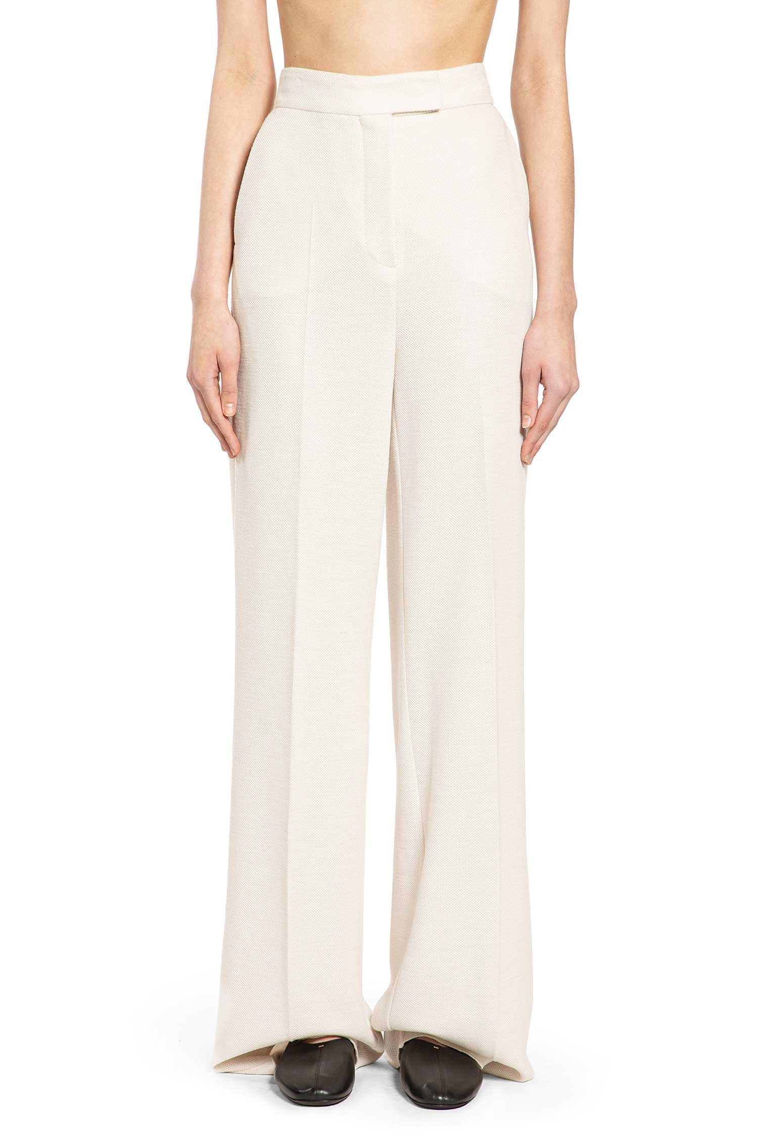 Max Mara Wool Piqué Wide Leg Trousers, view 2