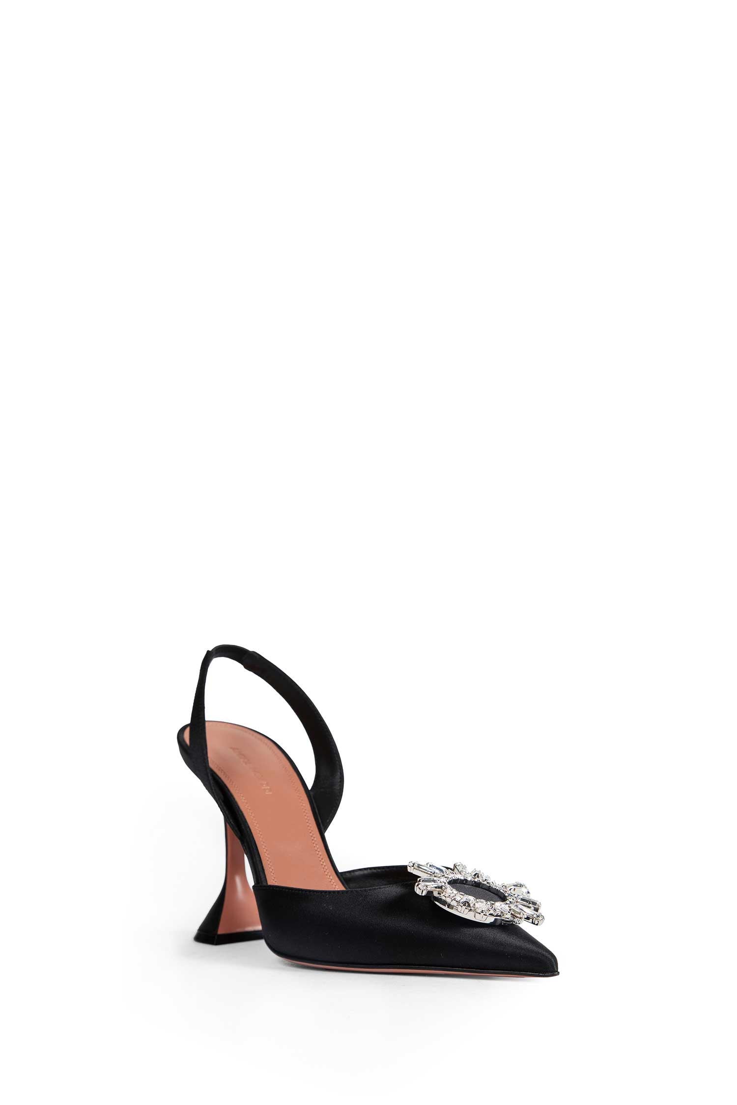 Amina Muaddi Begum Sling 95 Black Satin, view 2