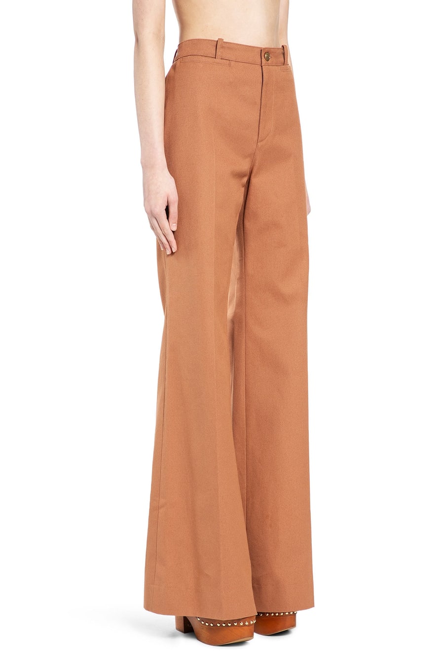 Chloé Flared Cotton Canvas Trousers, view 3