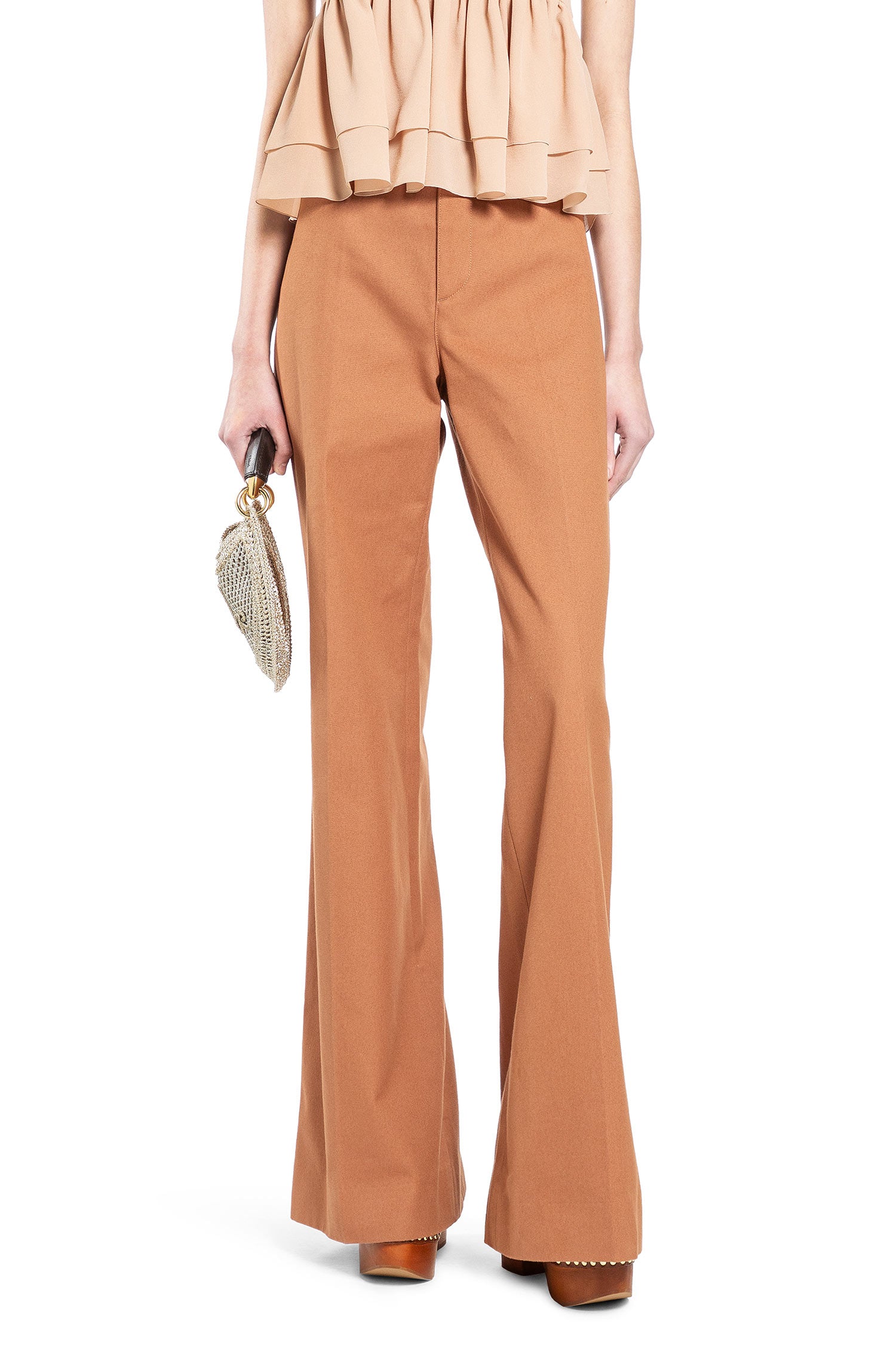Chloé Flared Cotton Canvas Trousers